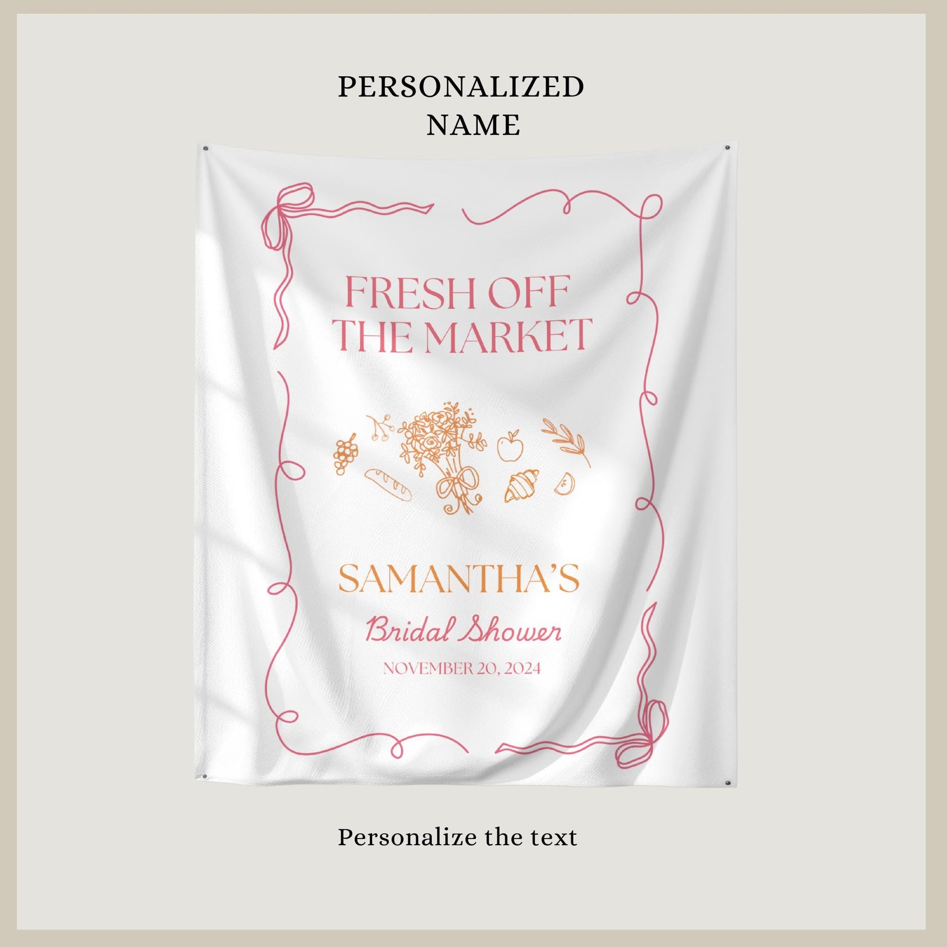 Fresh Off The Market Bridal Shower Personalized Banner Farmer's Market Bridal Shower Backdrop Garden Market Wedding Shower Welcome Sign