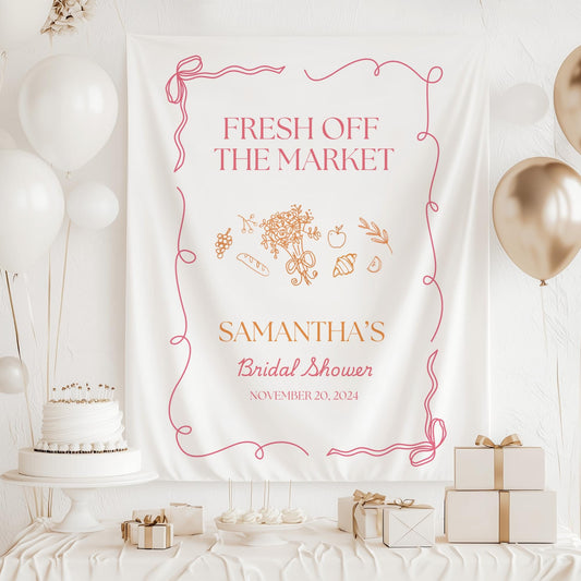 Fresh Off The Market Bridal Shower Personalized Banner Farmer's Market Bridal Shower Backdrop Garden Market Wedding Shower Welcome Sign