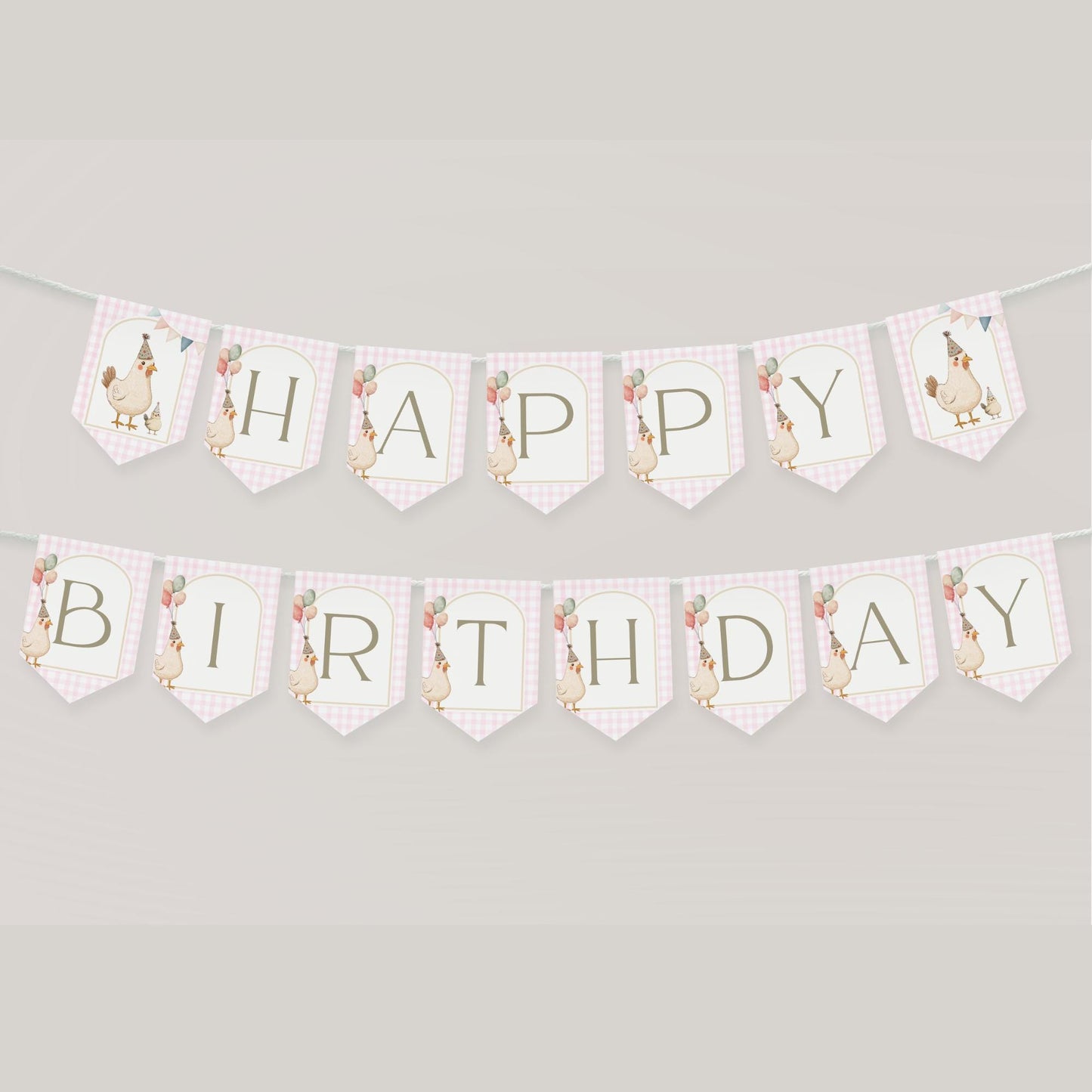 One Cute Chick First Birthday Party Sign Happy Birthday Banner Chicken 1st Birthday Bunting This Chick is One Birthday Party Chicken Banner
