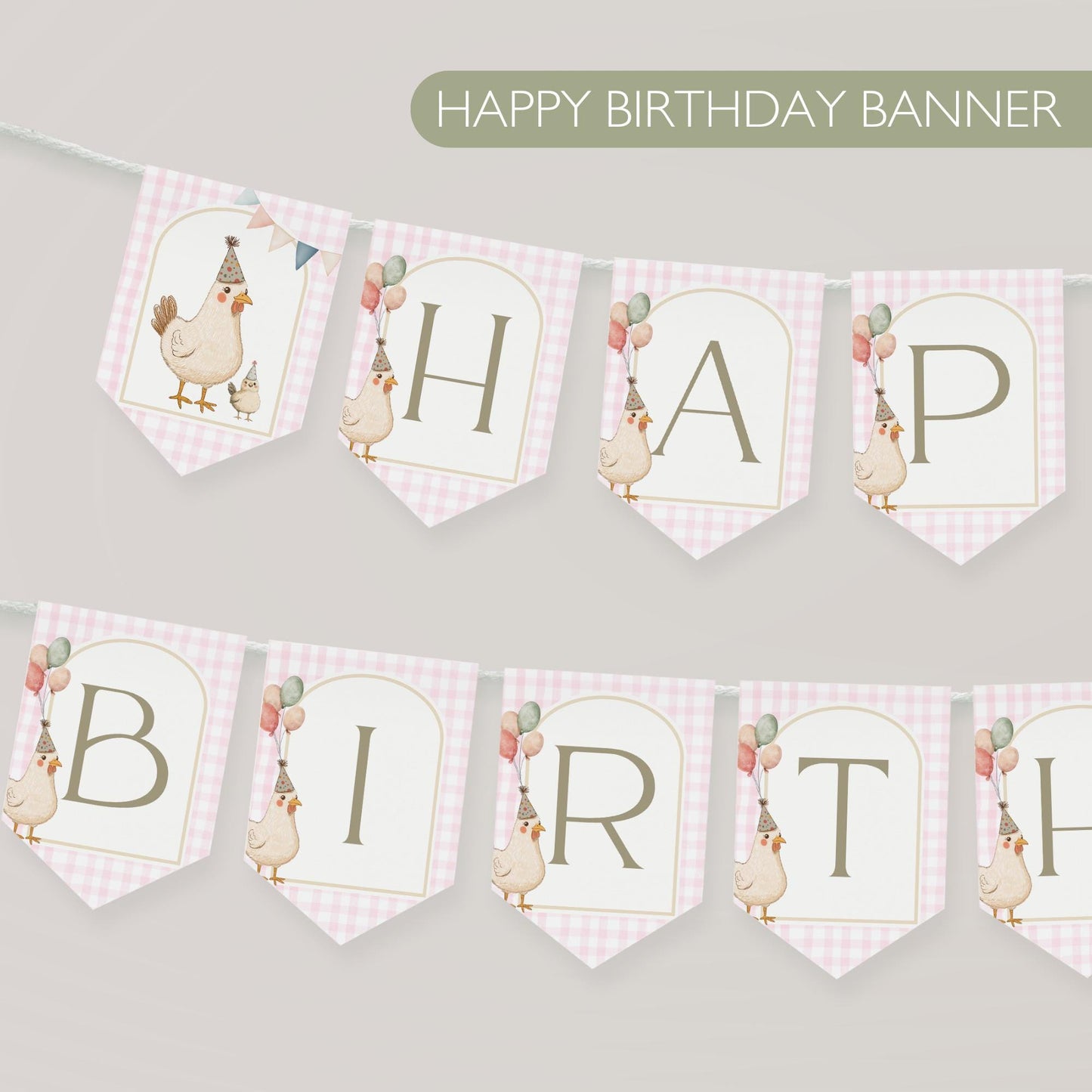 One Cute Chick First Birthday Party Sign Happy Birthday Banner Chicken 1st Birthday Bunting This Chick is One Birthday Party Chicken Banner