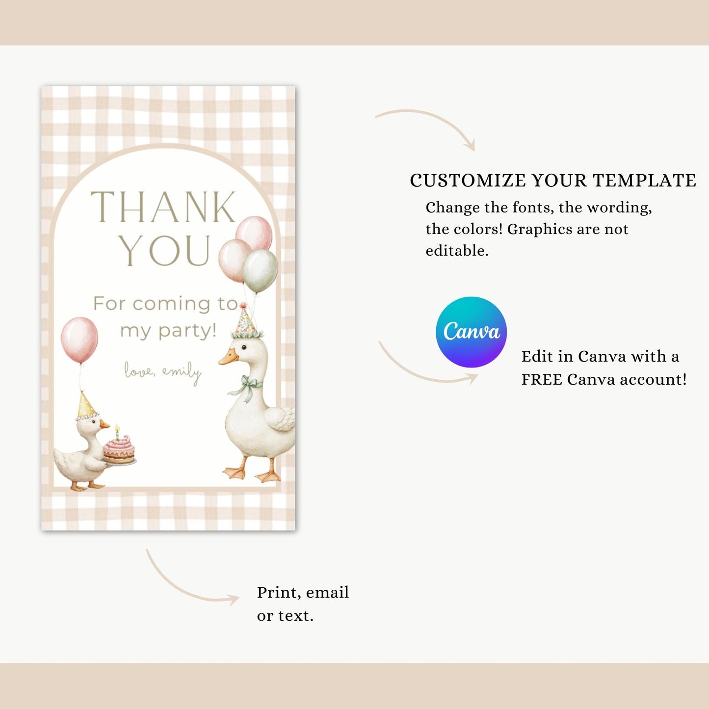 One Silly Goose Birthday Favor Thank You Tag Template Gender Neutral Goose Theme First Birthday Party Printable Favor Gift Tag 1st Birthday