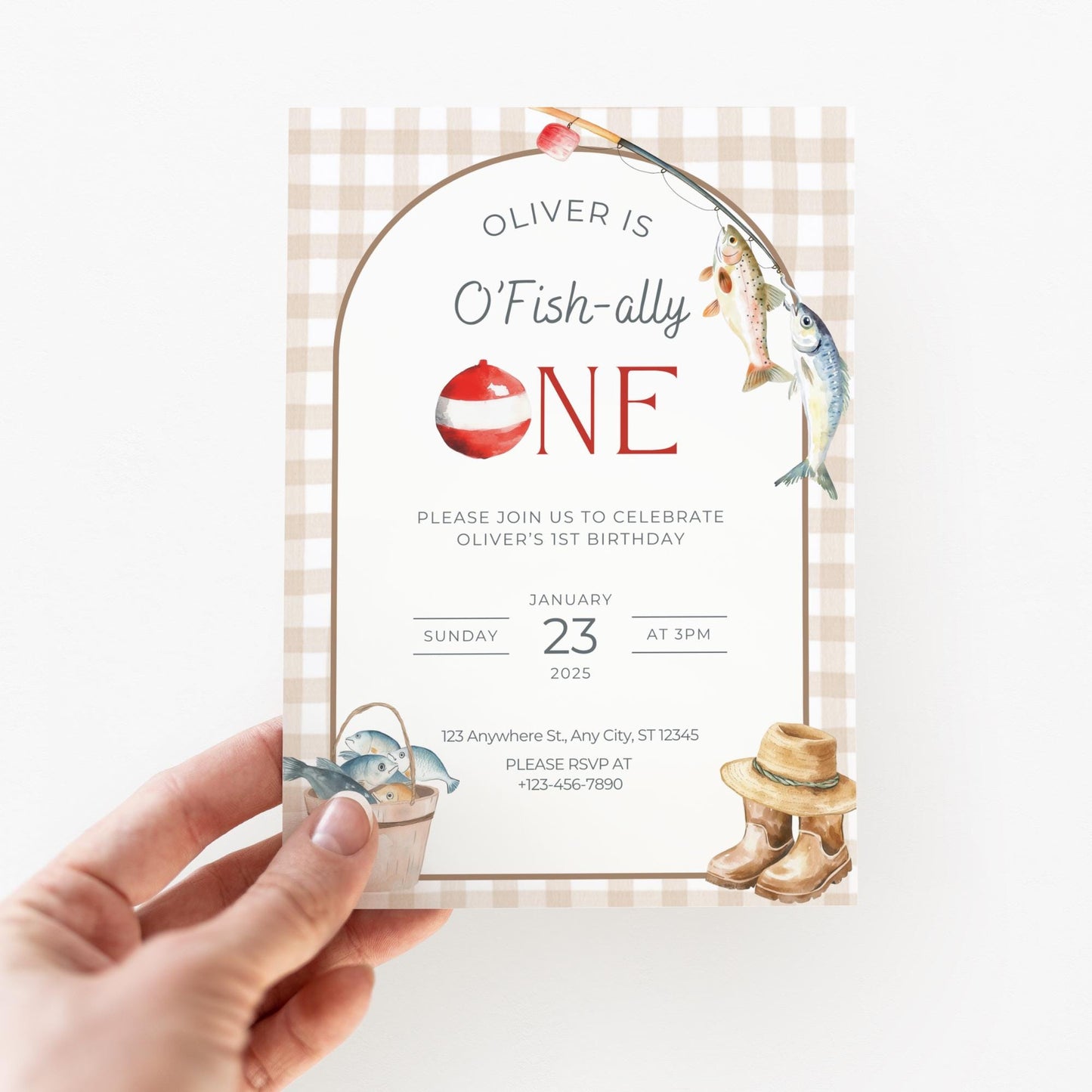 Fishing 1st Birthday Invitation O Fishally One Invite Reel in the Fun Fish Theme Ofishally One Boy Birthday Party Editable Template