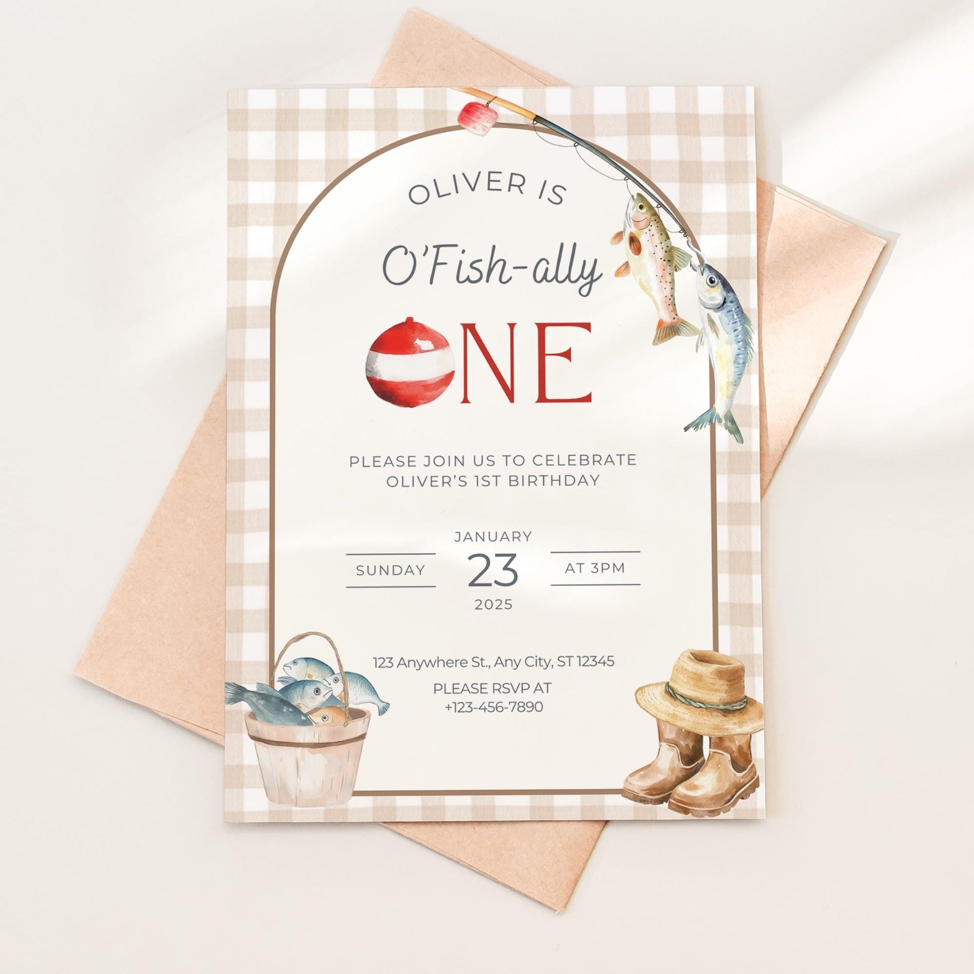 Fishing 1st Birthday Invitation O Fishally One Invite Reel in the Fun Fish Theme Ofishally One Boy Birthday Party Editable Template