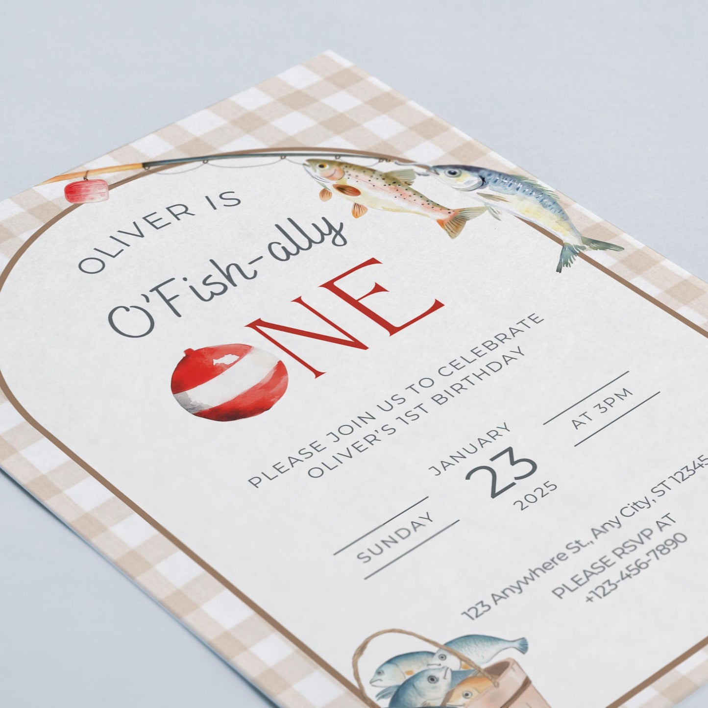 Fishing 1st Birthday Invitation O Fishally One Invite Reel in the Fun Fish Theme Ofishally One Boy Birthday Party Editable Template