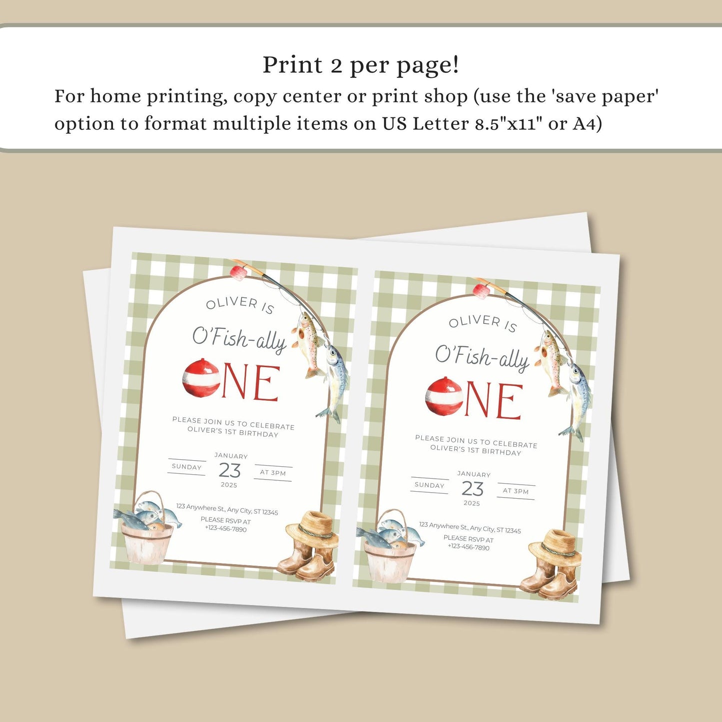 Fishing 1st Birthday Invitation O Fishally One Invite Reel in the Fun Fish Theme Ofishally One Boy Birthday Party Editable Template