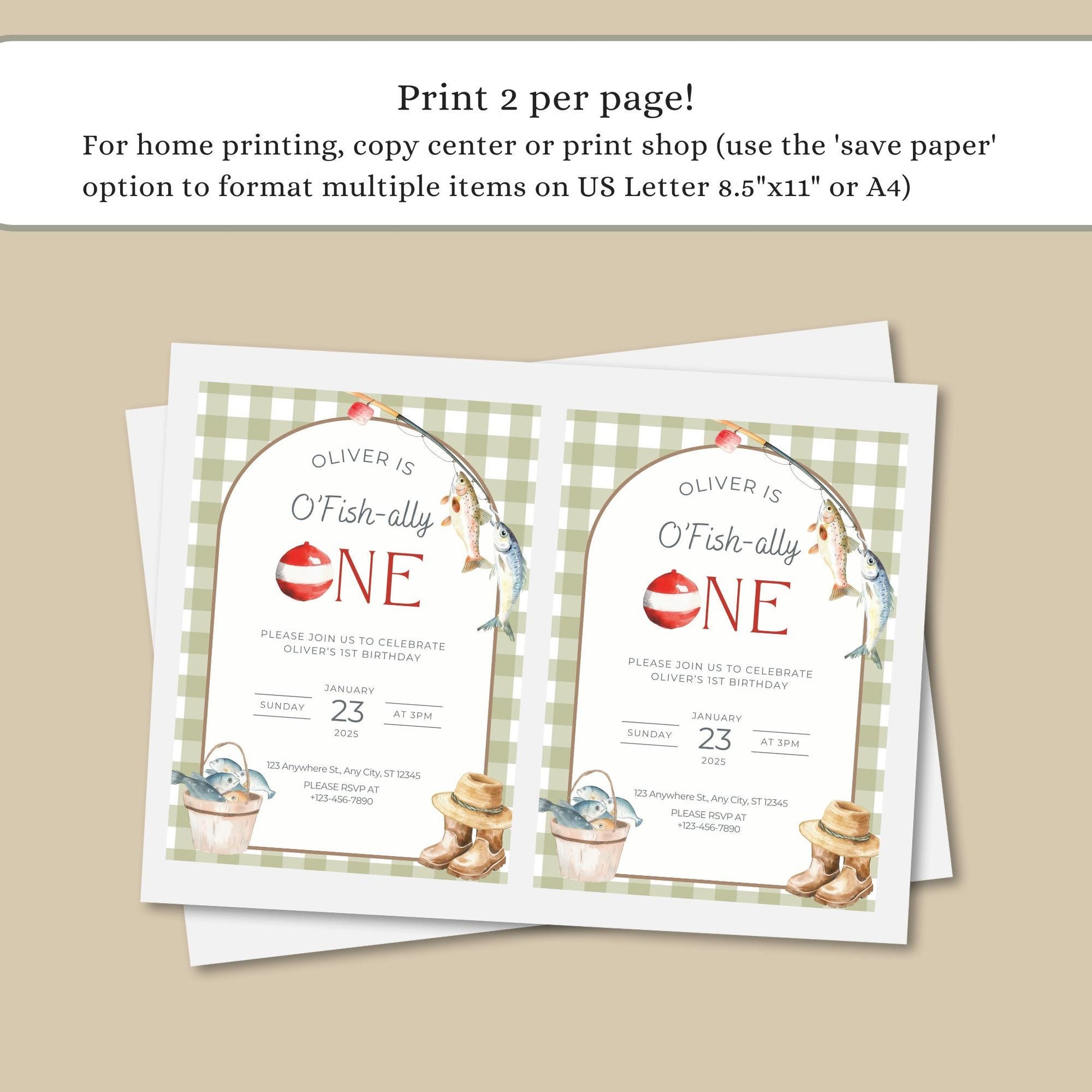 Fishing 1st Birthday Invitation O Fishally One Invite Reel in the Fun Fish Theme Ofishally One Boy Birthday Party Editable Template
