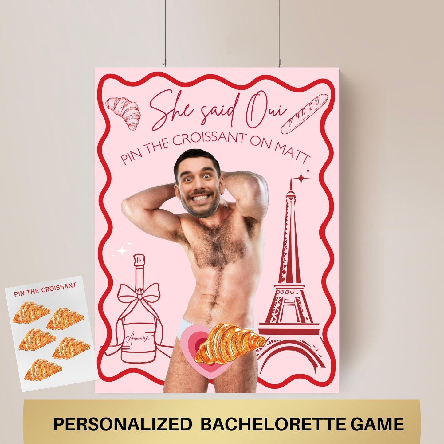 Paris Bachelorette Party Game Template That's Amore Bridal Shower personalized decor sign She Said Oui Bach Editable Games Groom Face Decor