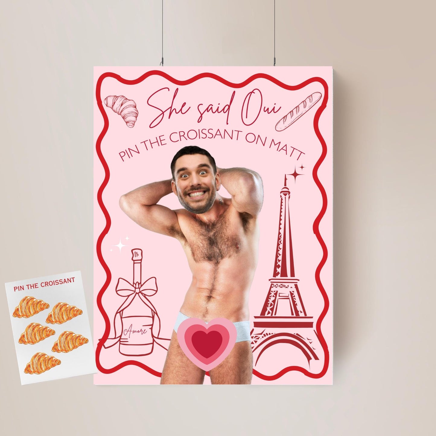 Paris Bachelorette Party Game Template That's Amore Bridal Shower personalized decor sign She Said Oui Bach Editable Games Groom Face Decor
