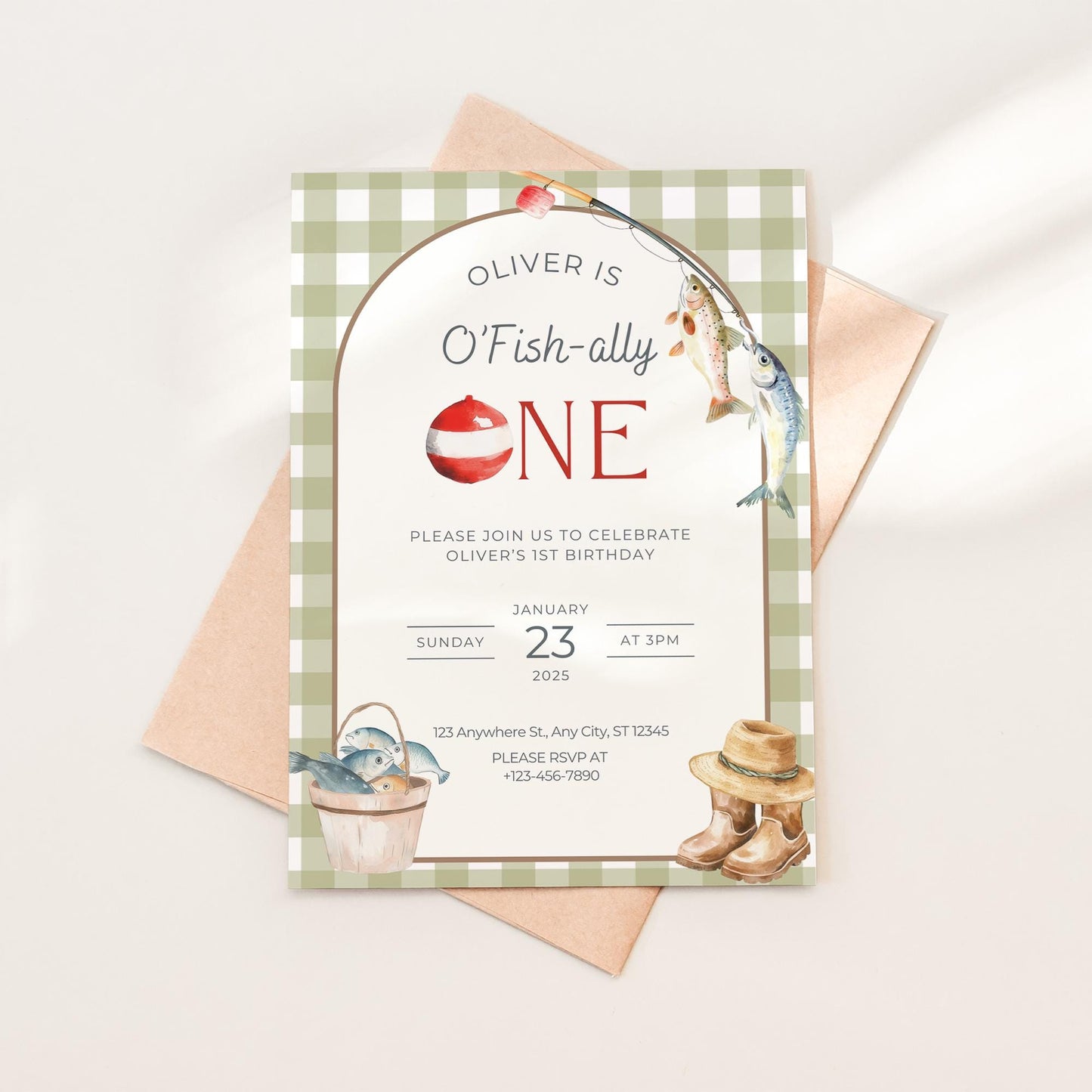 Fishing 1st Birthday Invitation O Fishally One Invite Reel in the Fun Fish Theme Ofishally One Boy Birthday Party Editable Template