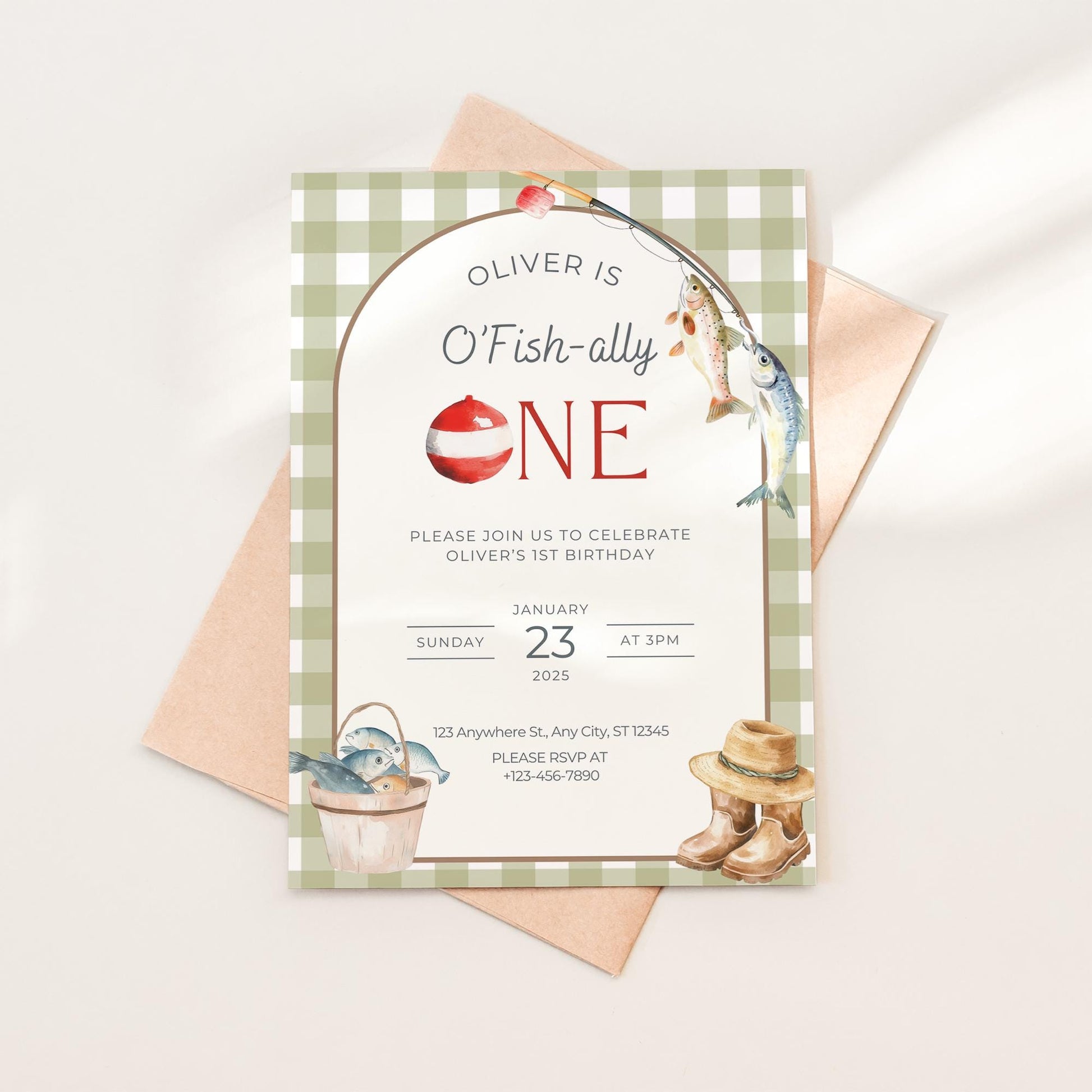 Fishing 1st Birthday Invitation O Fishally One Invite Reel in the Fun Fish Theme Ofishally One Boy Birthday Party Editable Template