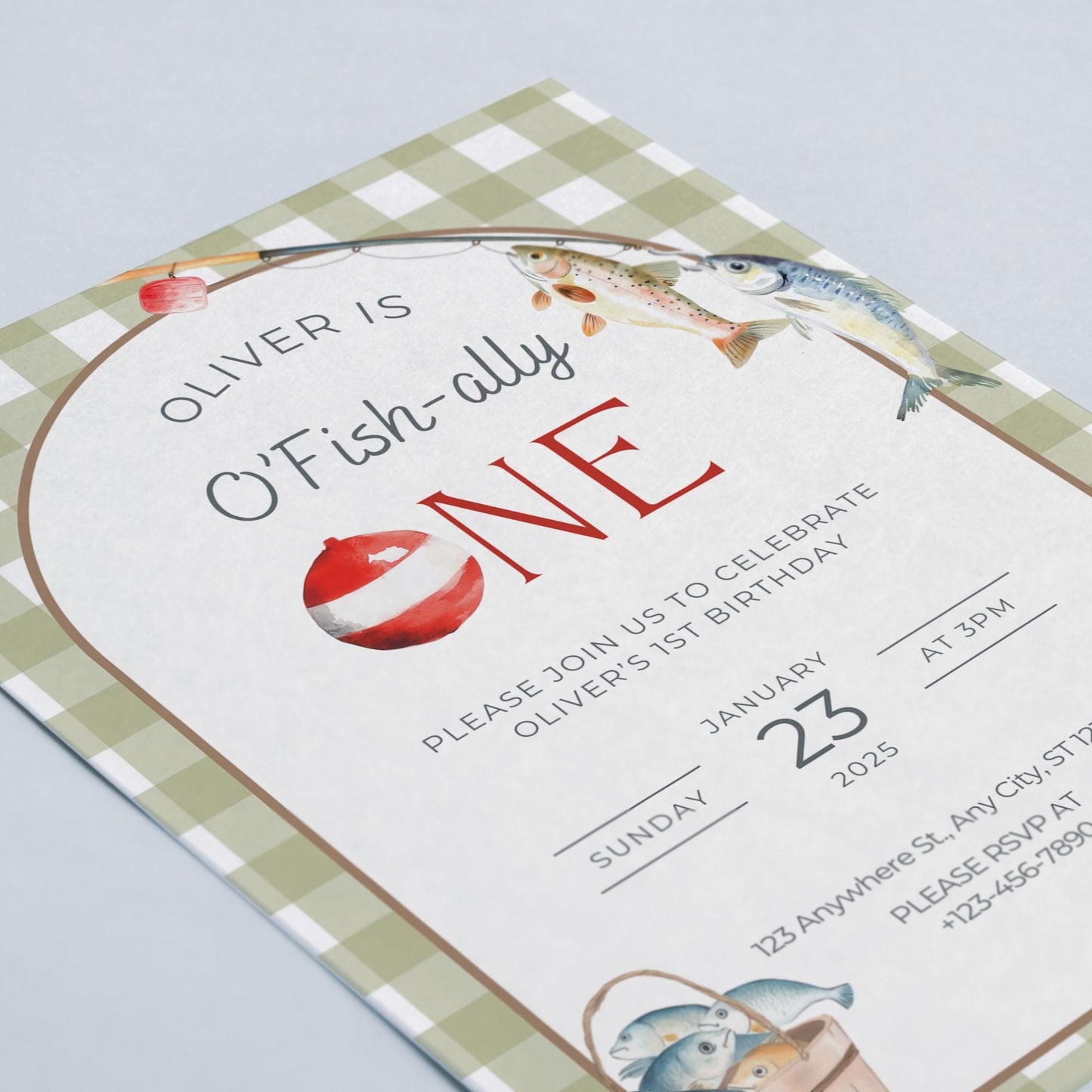 Fishing 1st Birthday Invitation O Fishally One Invite Reel in the Fun Fish Theme Ofishally One Boy Birthday Party Editable Template