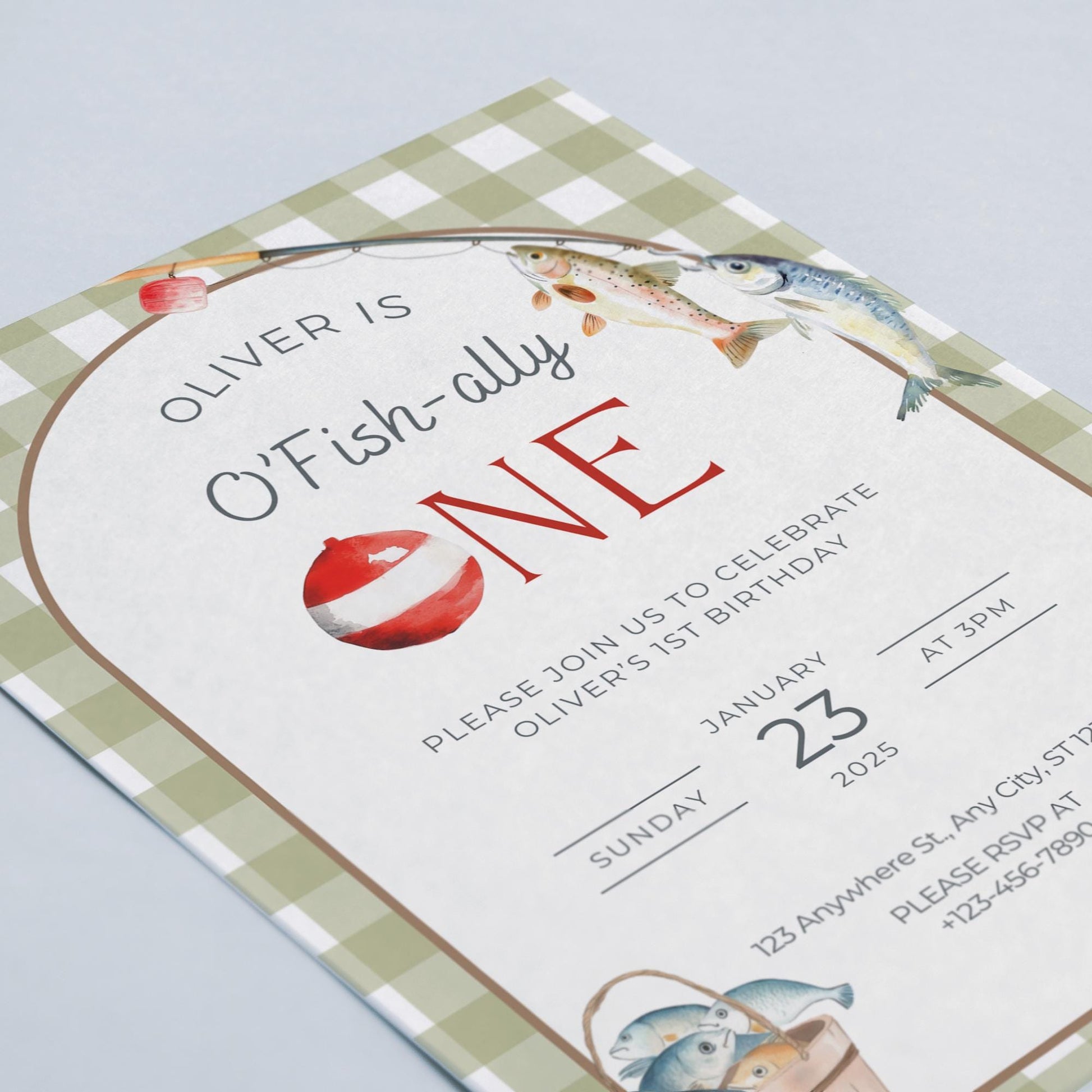 Fishing 1st Birthday Invitation O Fishally One Invite Reel in the Fun Fish Theme Ofishally One Boy Birthday Party Editable Template