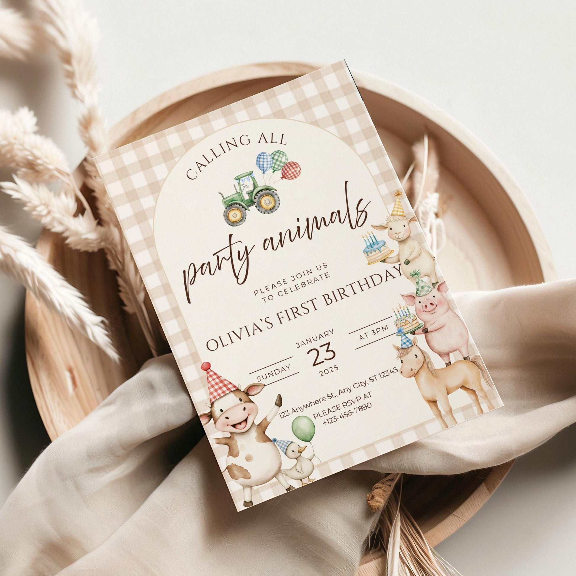 Farm Birthday Invitation Farm Animals Party Invites Barnyard Animals Ranch Kids Birthday Invitation Calling All Party Animals Birthday Evite