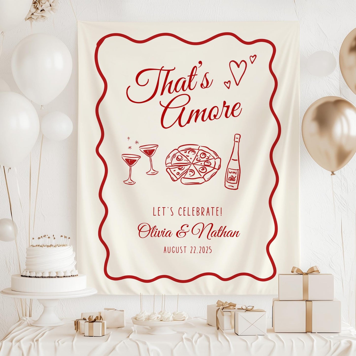 That's Amore Engagement Party Welcome Sign Amore Bridal Shower Sign Whimsical Italian Theme Bachelorette Pizza Rehearsal Dinner Decor