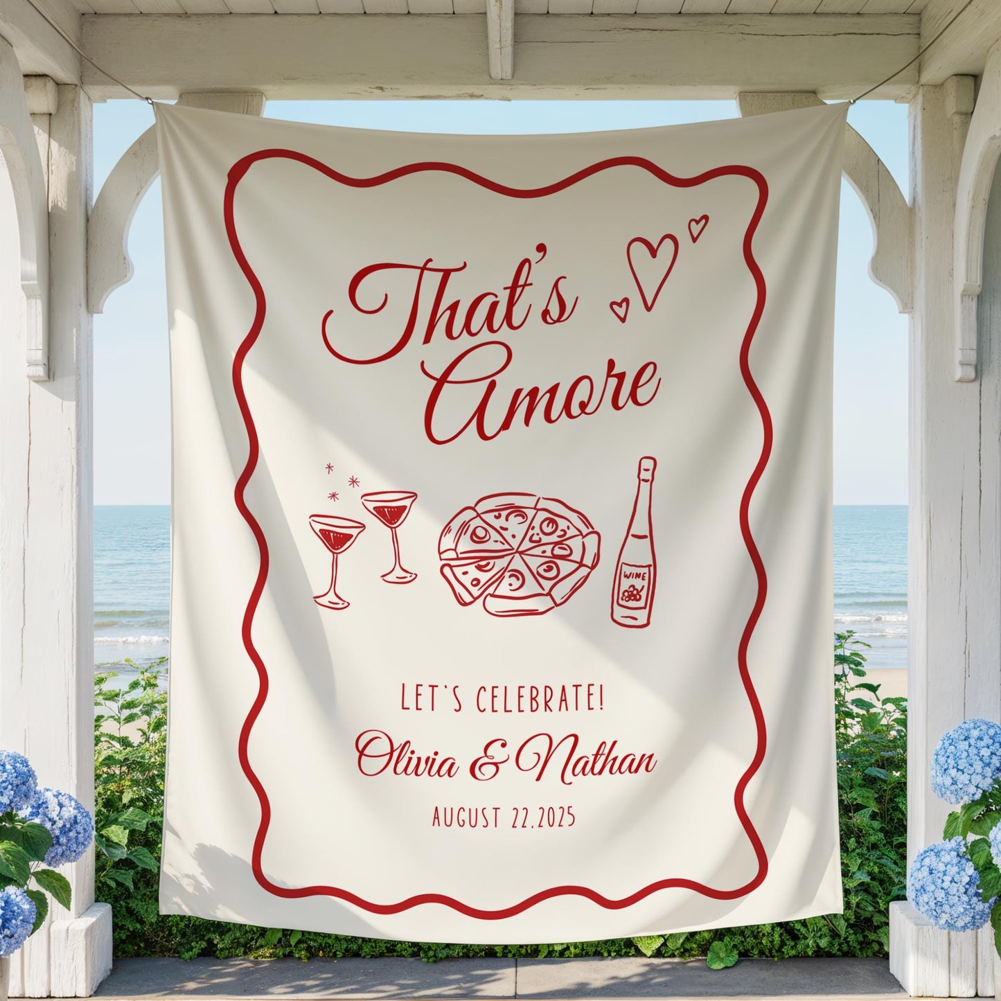 That's Amore Engagement Party Welcome Sign Amore Bridal Shower Sign Whimsical Italian Theme Bachelorette Pizza Rehearsal Dinner Decor