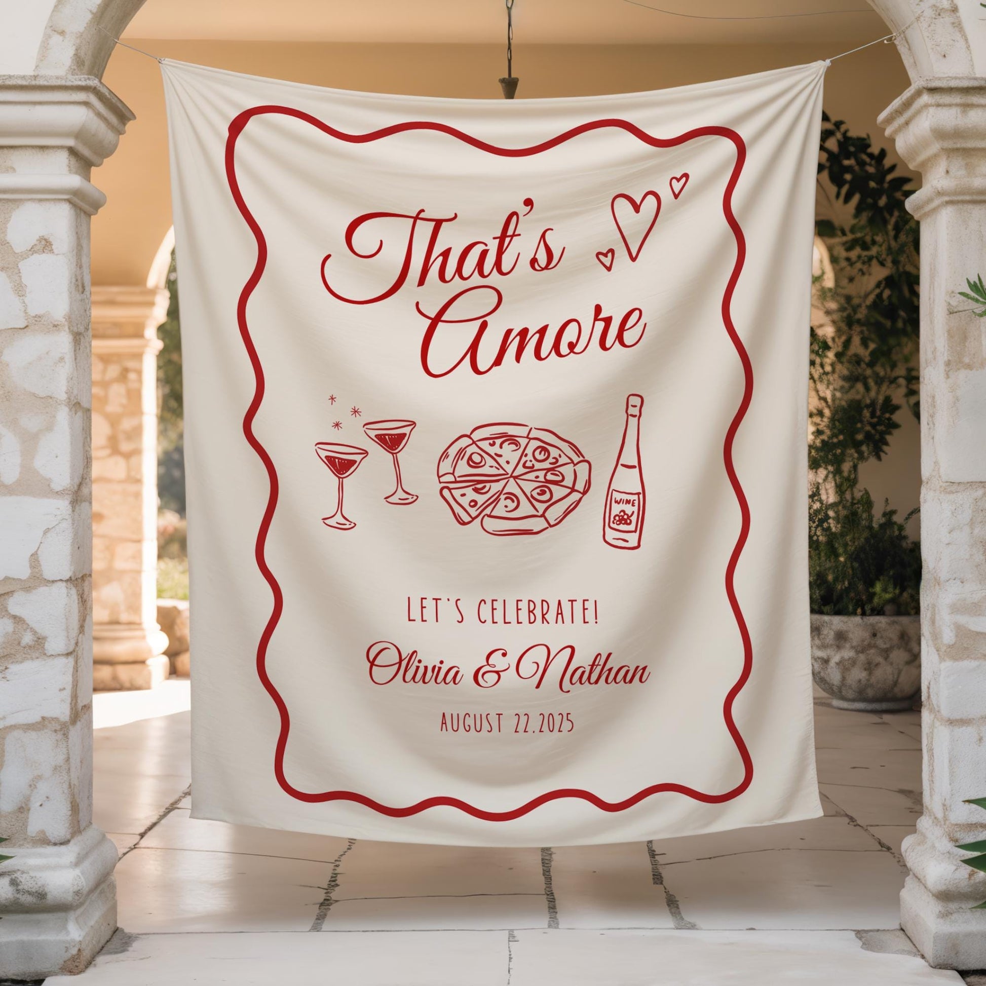 That's Amore Engagement Party Welcome Sign Amore Bridal Shower Sign Whimsical Italian Theme Bachelorette Pizza Rehearsal Dinner Decor