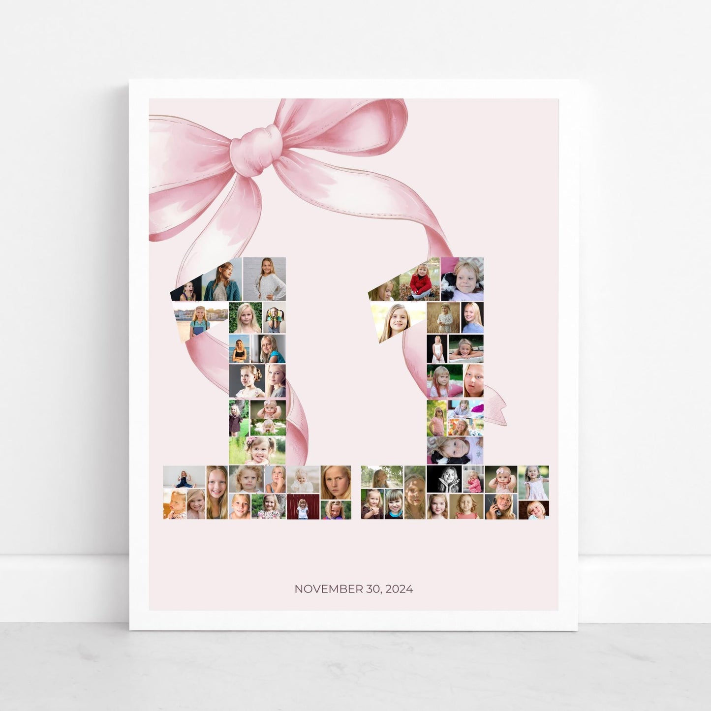 11th birthday Photo Sign girl Pink Coquette Invite 11 year old girl Birthday Girl eleventh Pink Bow Birthday Teen Birthday Party