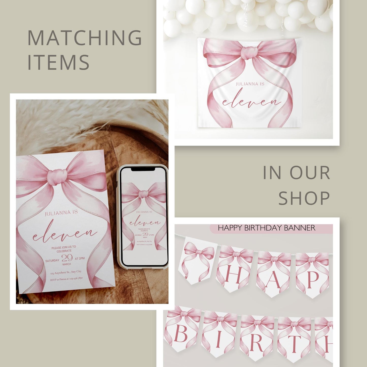 11th birthday Photo Sign girl Pink Coquette Invite 11 year old girl Birthday Girl eleventh Pink Bow Birthday Teen Birthday Party