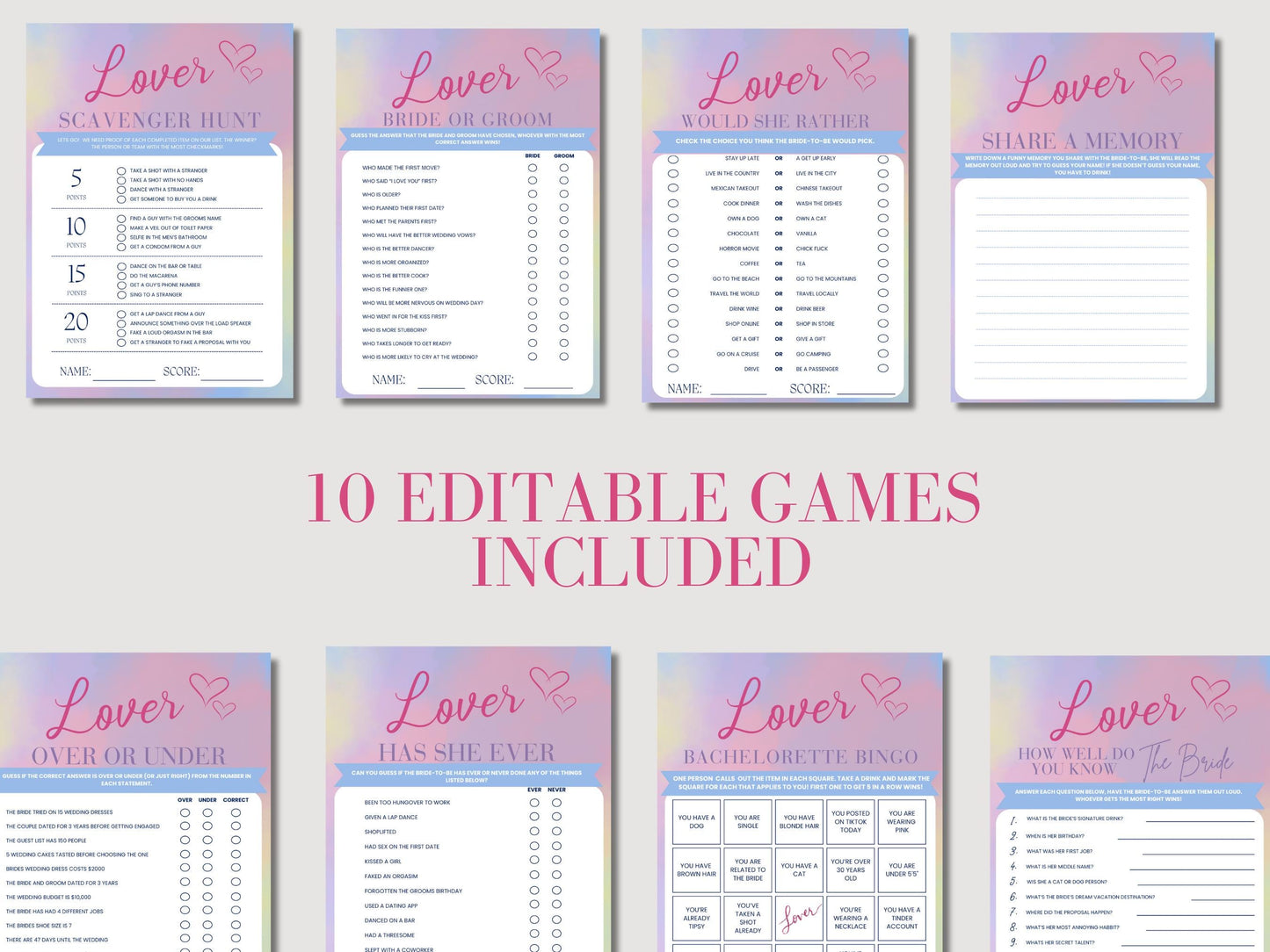 She found her Lover bachelorette games bundle editable bridal shower drinking games Hen party So it's going to be forever bridal bingo