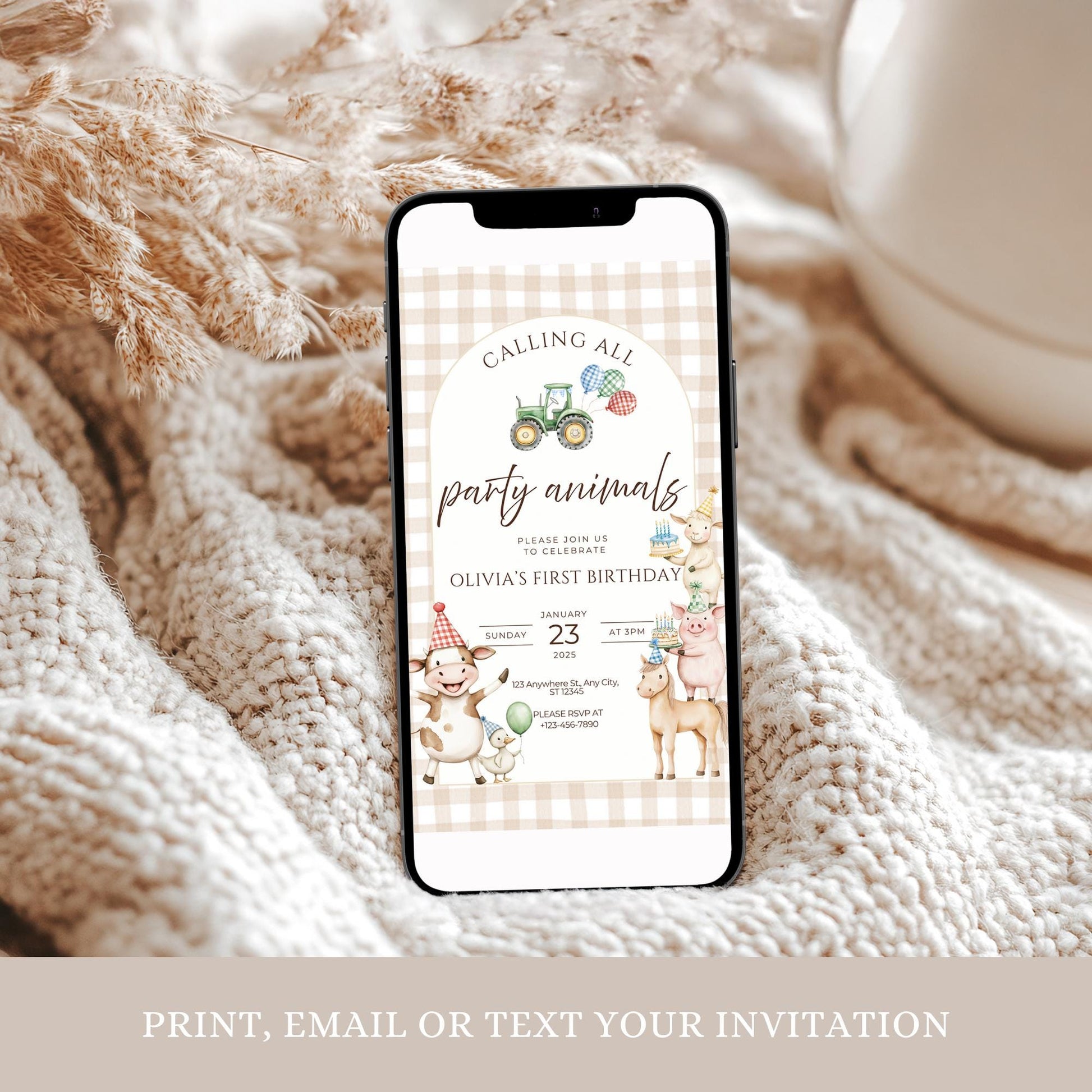 Farm Birthday Invitation Farm Animals Party Invites Barnyard Animals Ranch Kids Birthday Invitation Calling All Party Animals Birthday Evite