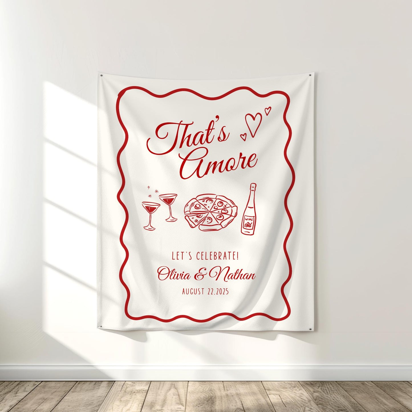 That's Amore Engagement Party Welcome Sign Amore Bridal Shower Sign Whimsical Italian Theme Bachelorette Pizza Rehearsal Dinner Decor