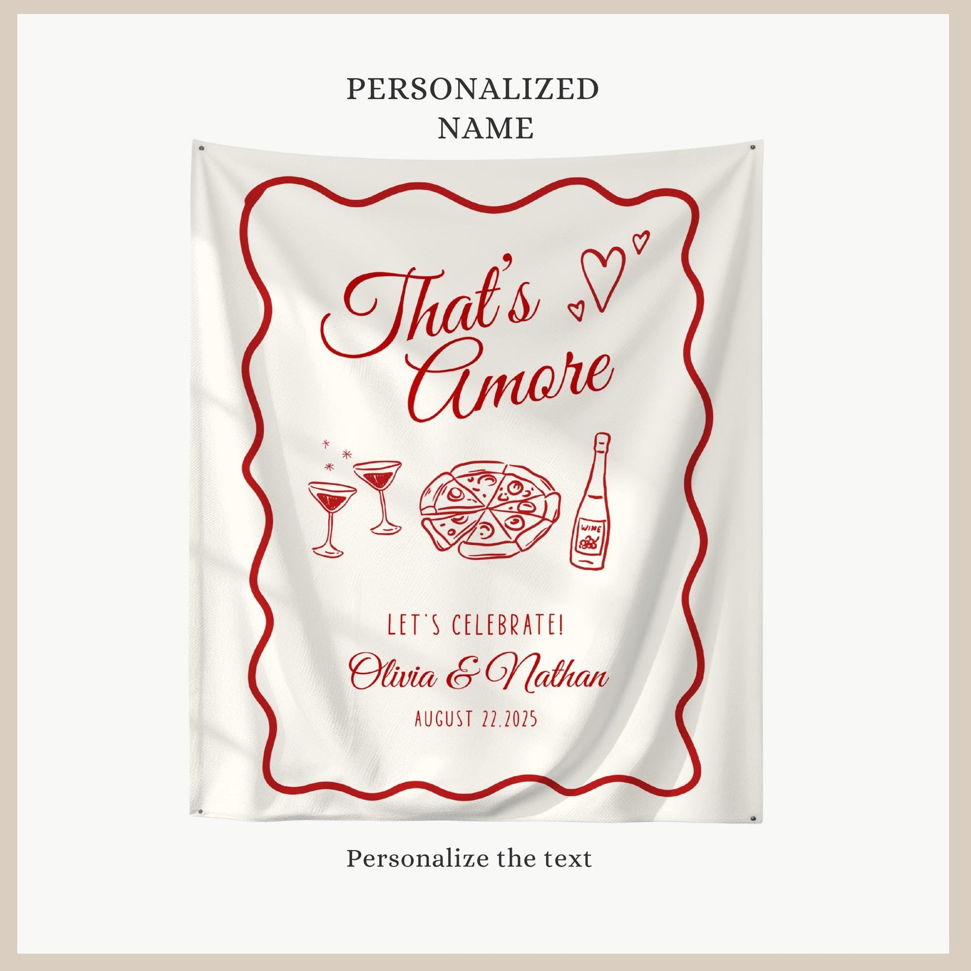 That's Amore Engagement Party Welcome Sign Amore Bridal Shower Sign Whimsical Italian Theme Bachelorette Pizza Rehearsal Dinner Decor