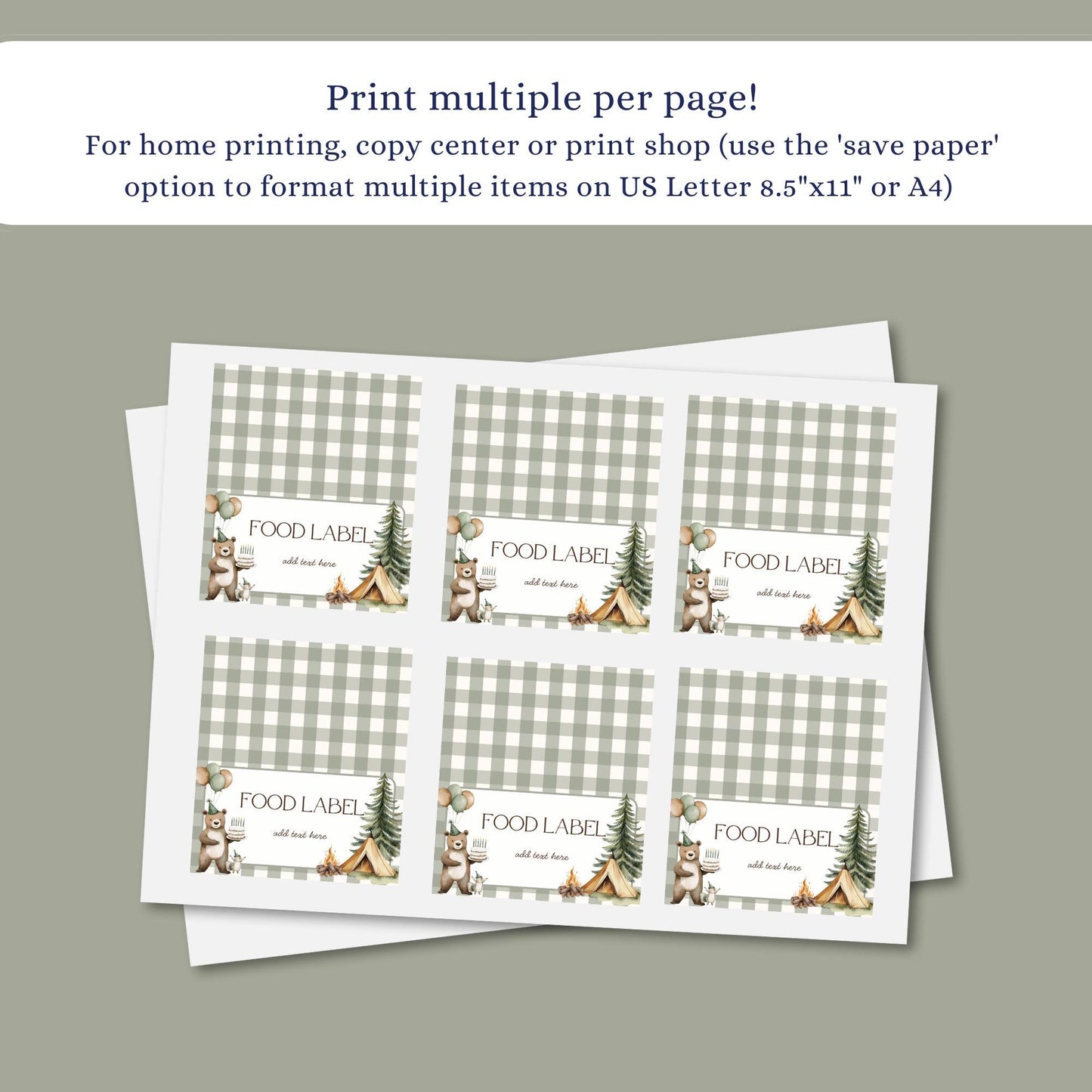 One Happy Camper 1st Birthday Buffet Labels Camping 1st Birthday Place Cards First Birthday Food Labels Woodland Birthday Forest Baby Shower