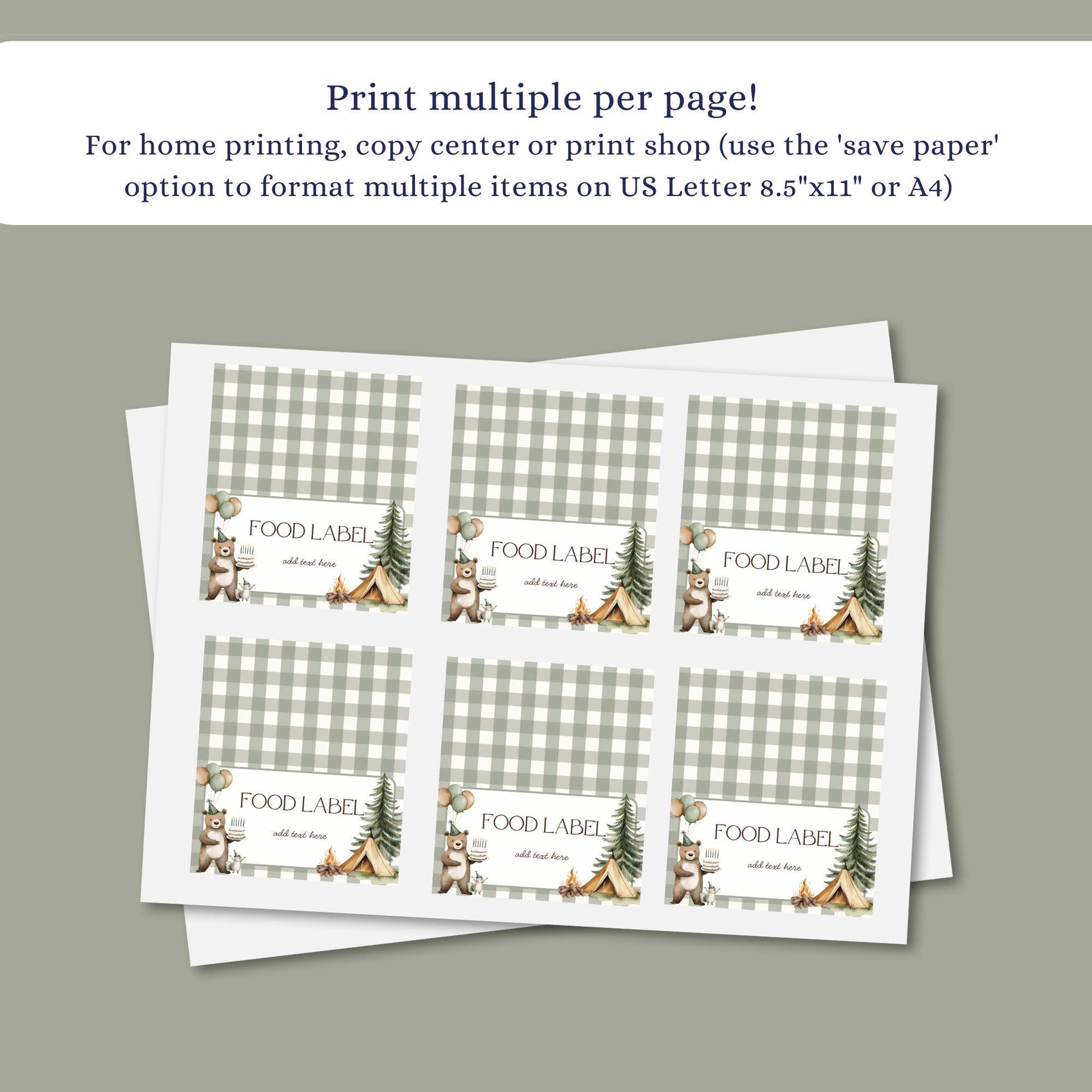 One Happy Camper 1st Birthday Buffet Labels Camping 1st Birthday Place Cards First Birthday Food Labels Woodland Birthday Forest Baby Shower