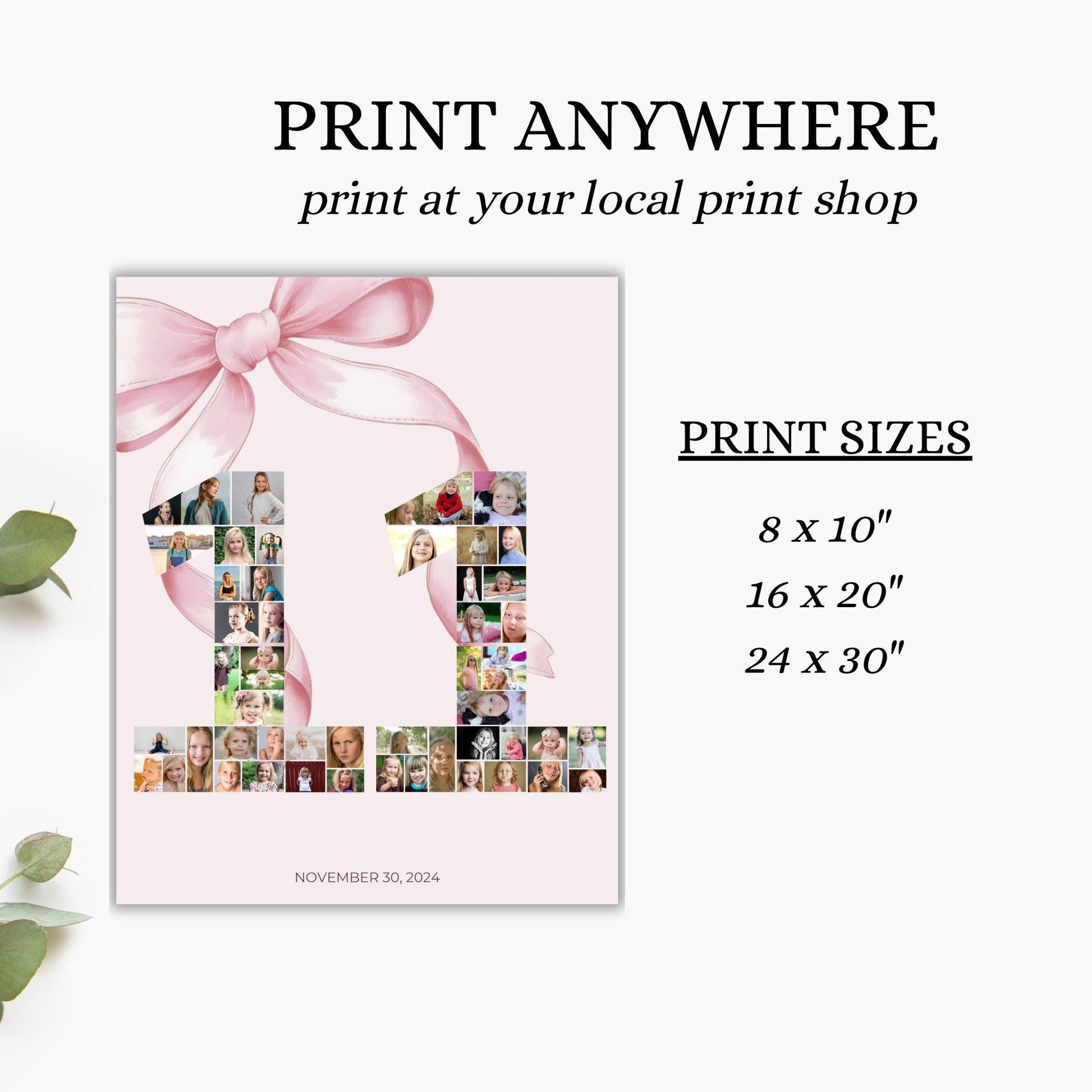 11th birthday Photo Sign girl Pink Coquette Invite 11 year old girl Birthday Girl eleventh Pink Bow Birthday Teen Birthday Party