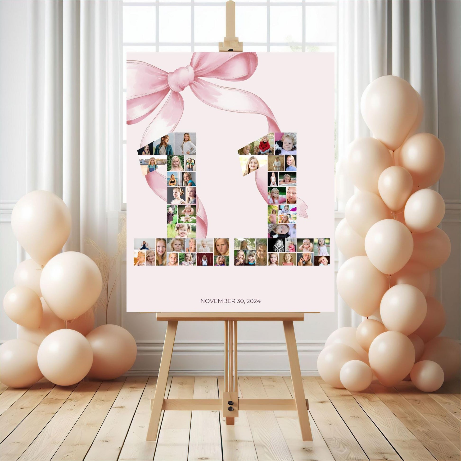 11th birthday Photo Sign girl Pink Coquette Invite 11 year old girl Birthday Girl eleventh Pink Bow Birthday Teen Birthday Party