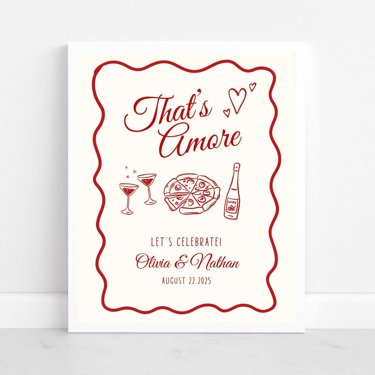 That's Amore Engagement Party Welcome Sign Amore Bridal Shower Sign Whimsical Italian Theme Bachelorette Pizza Rehearsal Dinner Decor