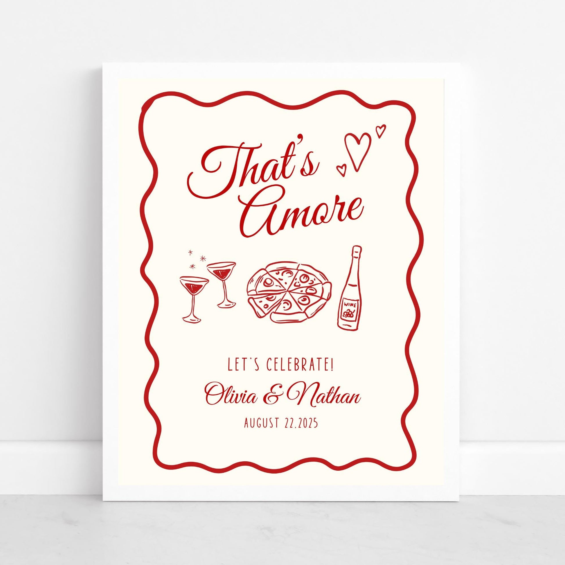 That's Amore Engagement Party Welcome Sign Amore Bridal Shower Sign Whimsical Italian Theme Bachelorette Pizza Rehearsal Dinner Decor