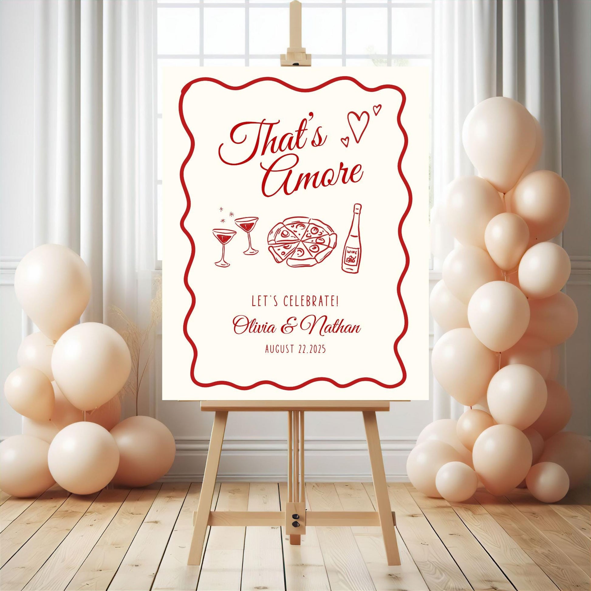 That's Amore Engagement Party Welcome Sign Amore Bridal Shower Sign Whimsical Italian Theme Bachelorette Pizza Rehearsal Dinner Decor