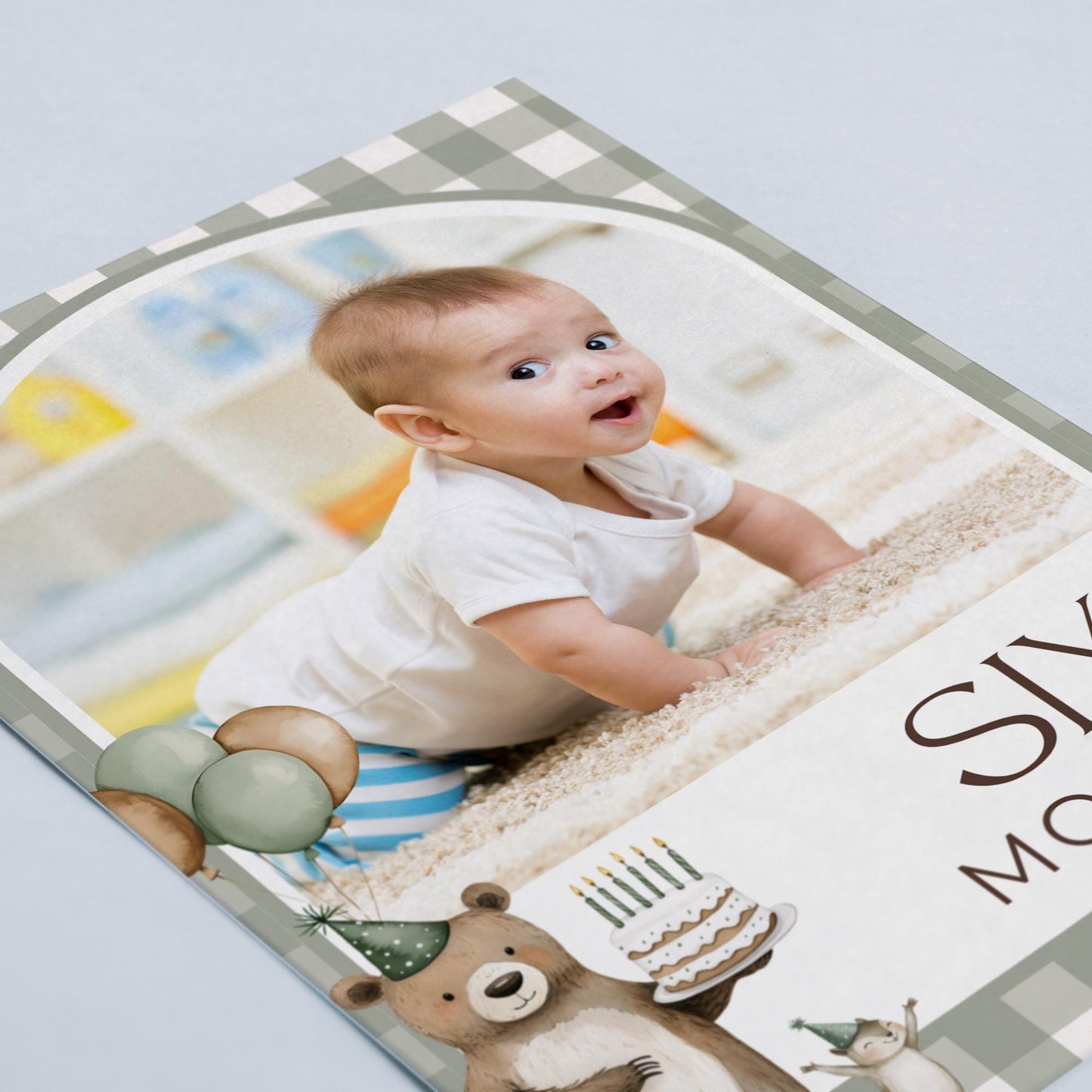 One Happy Camper Birthday Photo Milestone Banner Woodland 1st Birthday Bunting Banner Editable Template Monthly Milestone Photo Collage