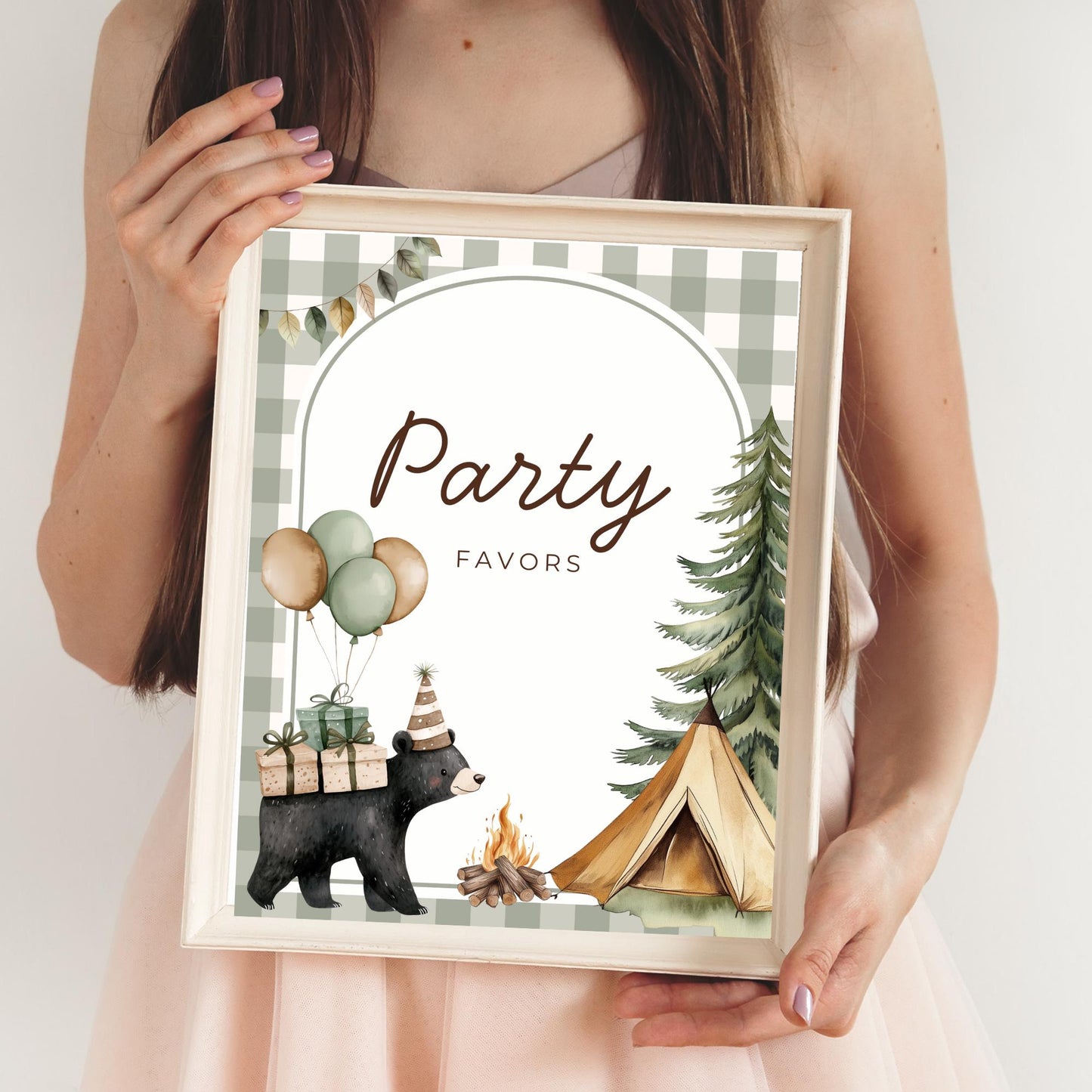 One Happy Camper Birthday Editable Sign Bundle Camping Themed first Birthday Premade signs Woodland 1st birthday table signs Wild One Party