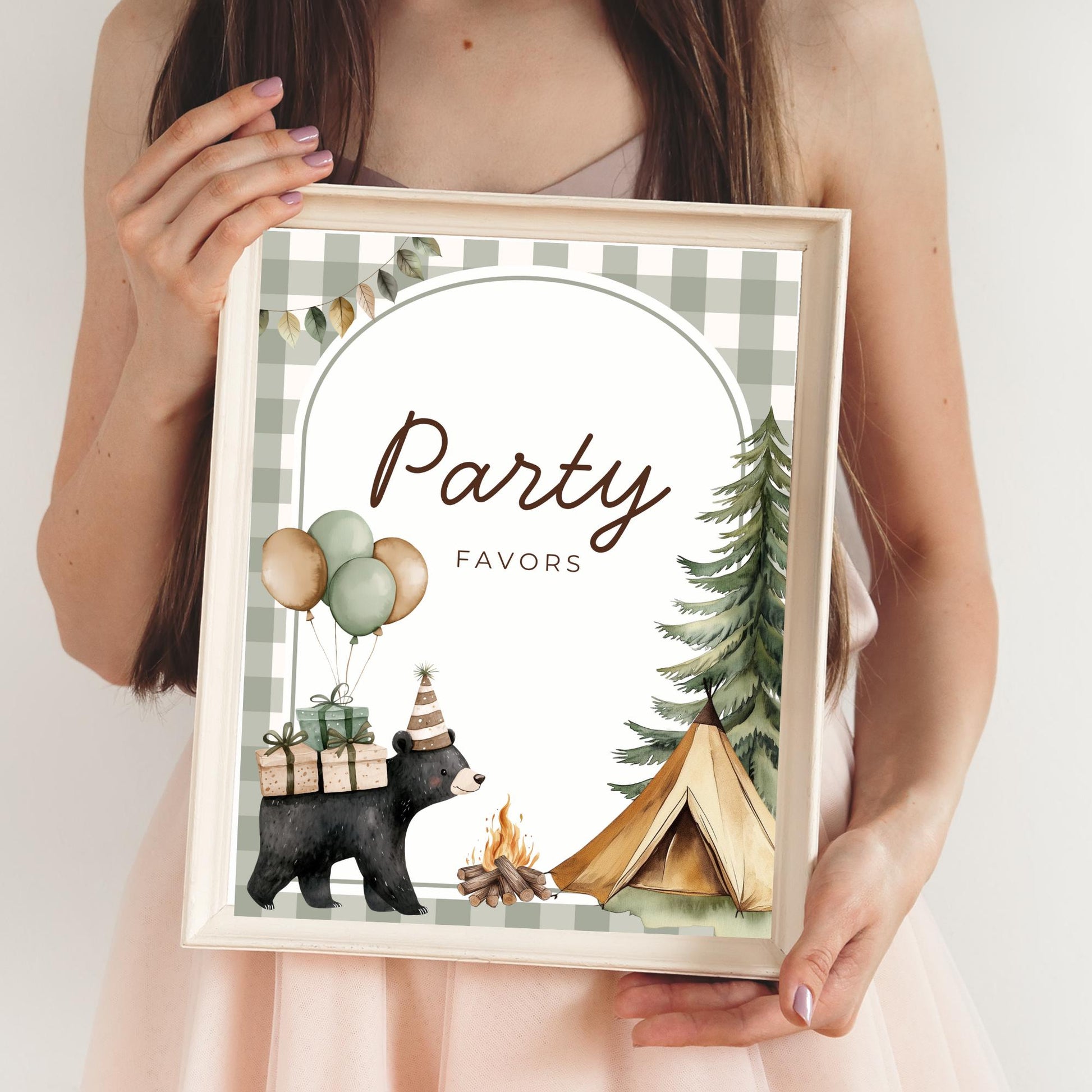 One Happy Camper Birthday Editable Sign Bundle Camping Themed first Birthday Premade signs Woodland 1st birthday table signs Wild One Party