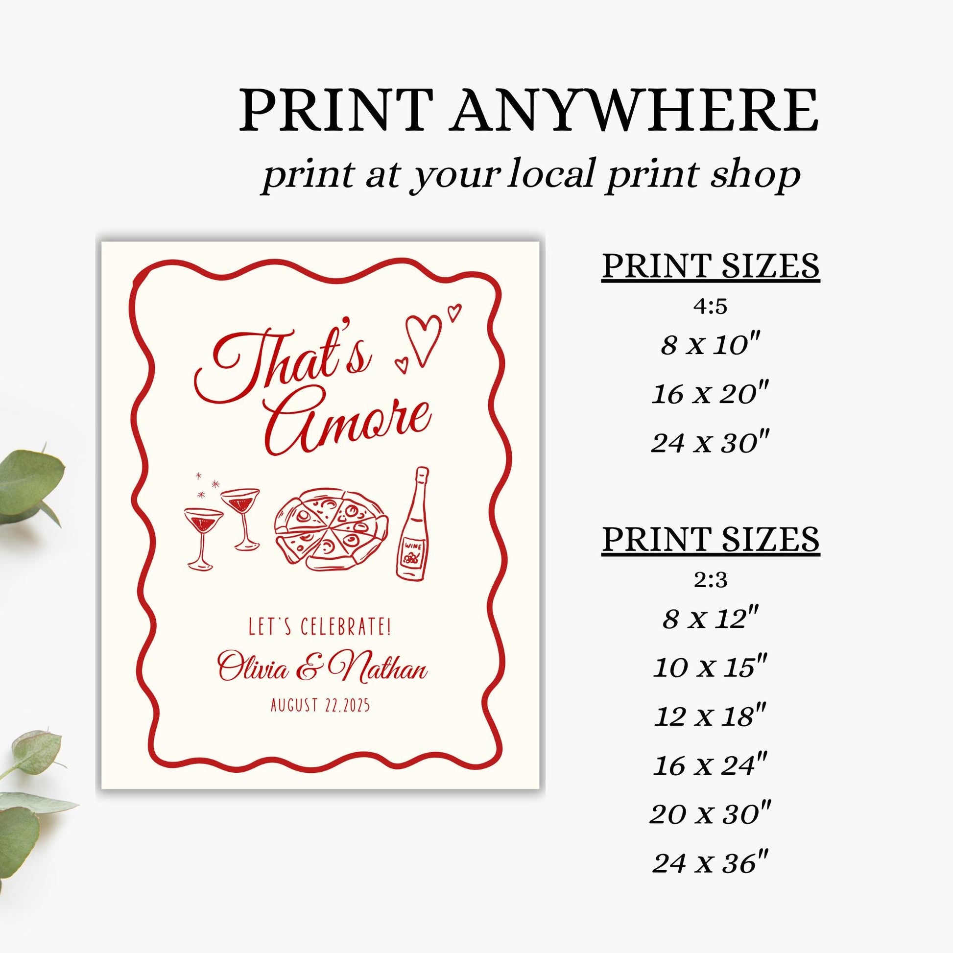 That's Amore Engagement Party Welcome Sign Amore Bridal Shower Sign Whimsical Italian Theme Bachelorette Pizza Rehearsal Dinner Decor