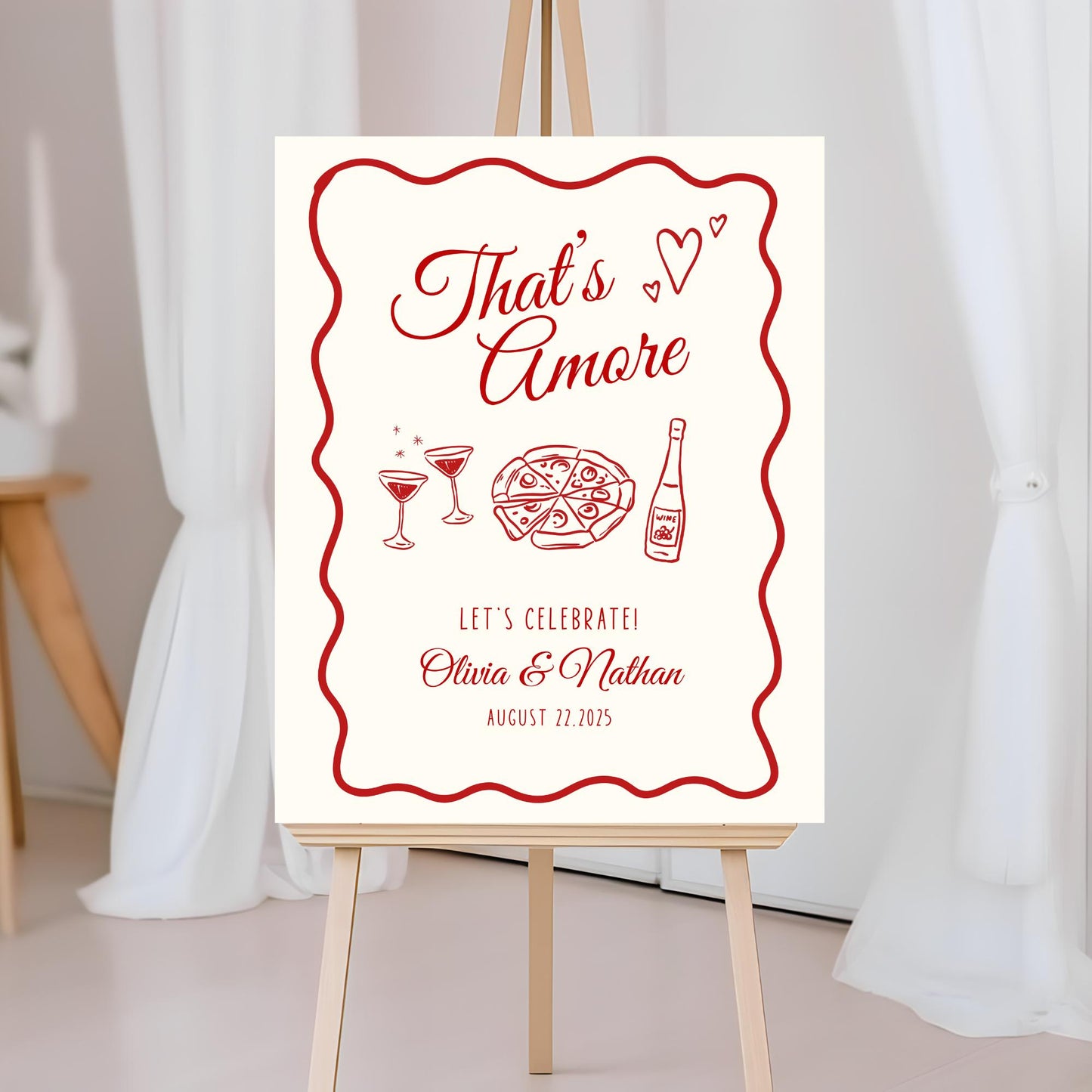 That's Amore Engagement Party Welcome Sign Amore Bridal Shower Sign Whimsical Italian Theme Bachelorette Pizza Rehearsal Dinner Decor