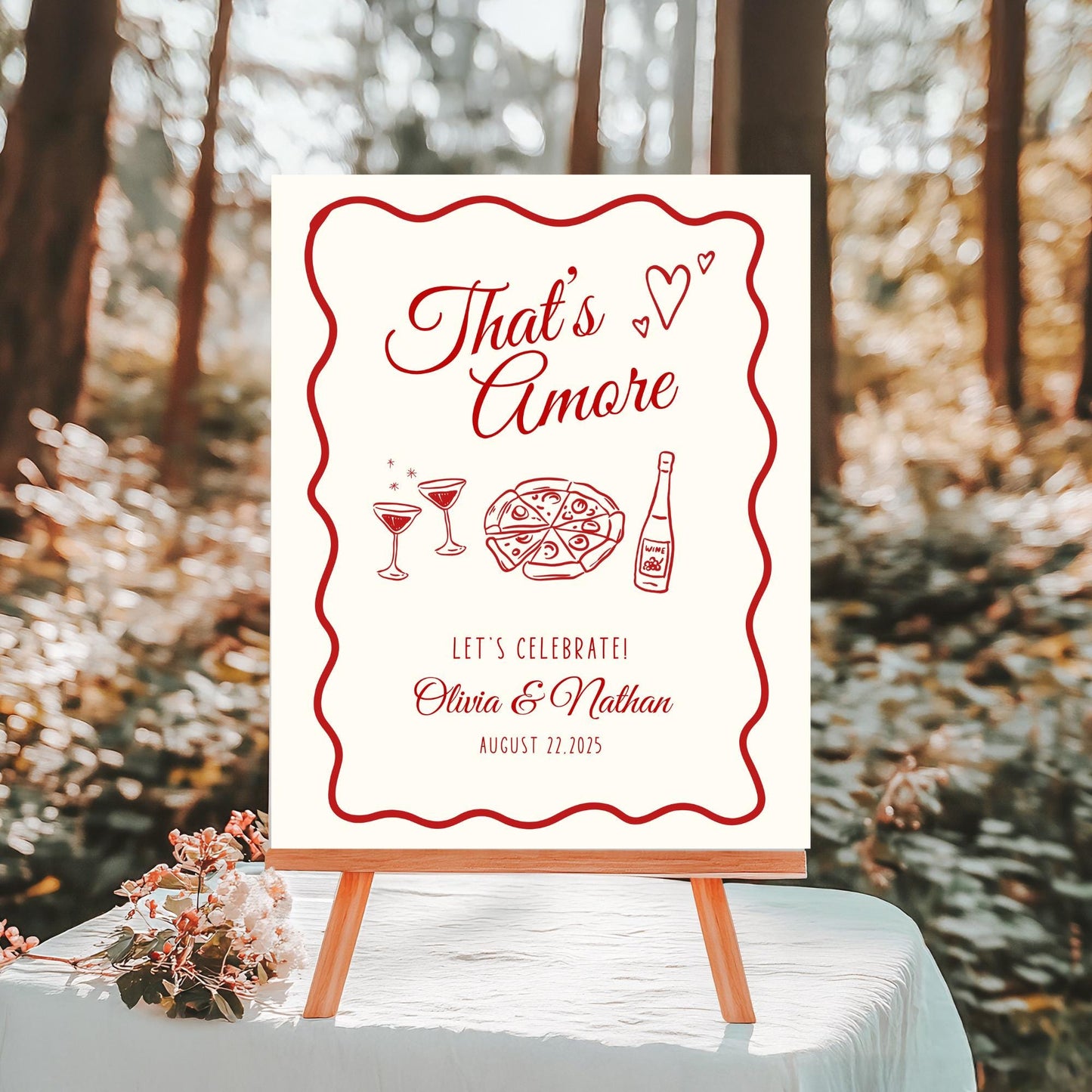 That's Amore Engagement Party Welcome Sign Amore Bridal Shower Sign Whimsical Italian Theme Bachelorette Pizza Rehearsal Dinner Decor