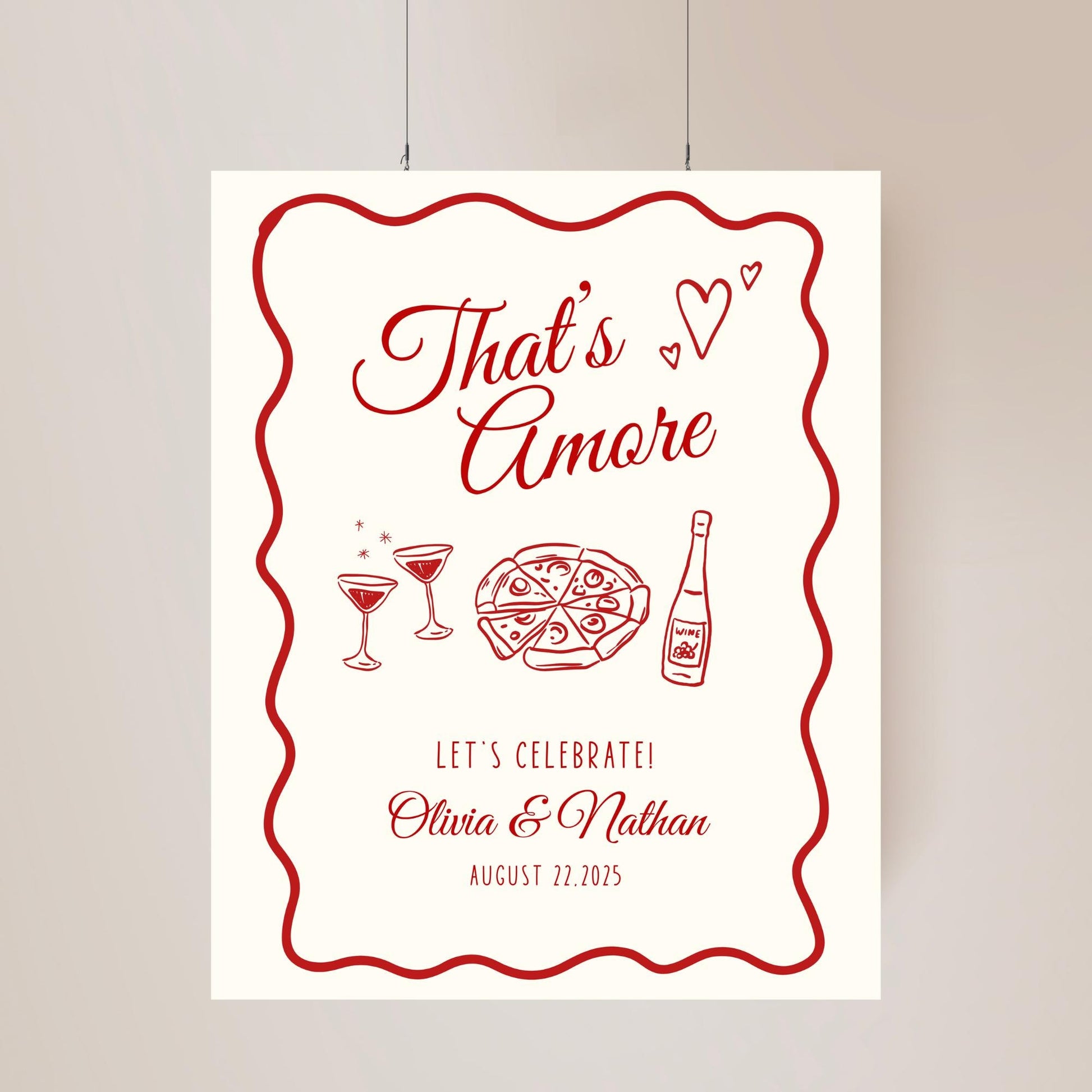 That's Amore Engagement Party Welcome Sign Amore Bridal Shower Sign Whimsical Italian Theme Bachelorette Pizza Rehearsal Dinner Decor
