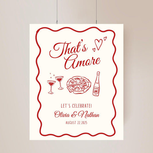 That's Amore Engagement Party Welcome Sign Amore Bridal Shower Sign Whimsical Italian Theme Bachelorette Pizza Rehearsal Dinner Decor