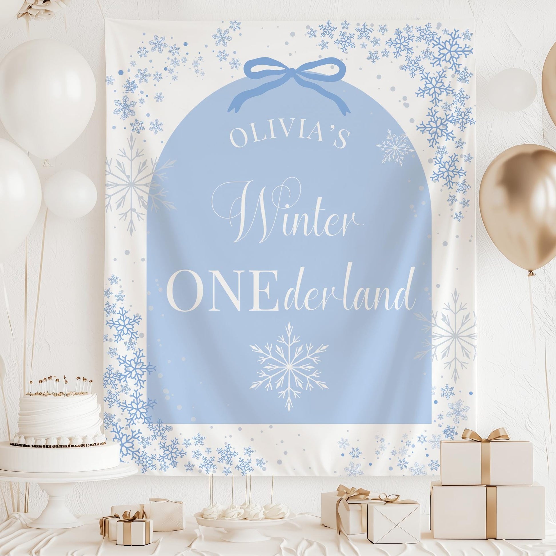 Winter Onederland Birthday Banner Winter Wonderland 1st Birthday Decor Snowflake First Birthday Welcome Sign Christmas Birthday Tapestry