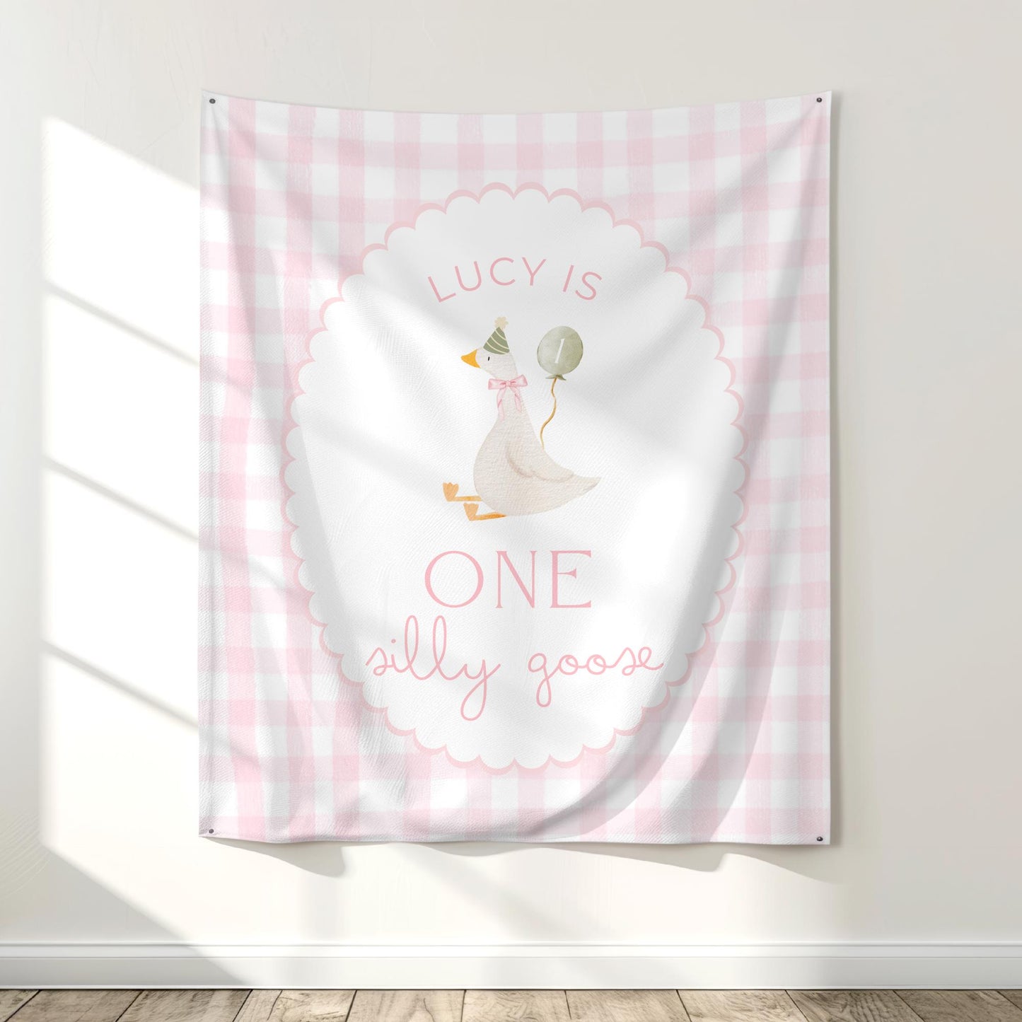 One Silly Goose Birthday Personalized Banner 1st Birthday Silly Goose Party Decor Photo Backdrop Goose Custom Banner First Birthday Ideas
