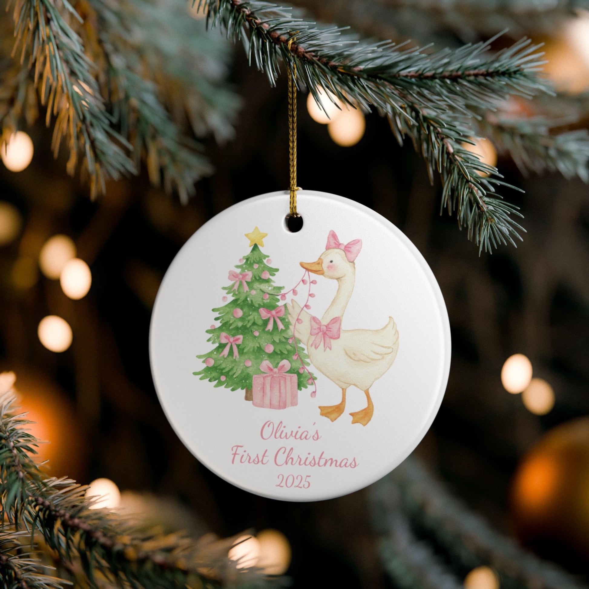 Silly Goose First Christmas Ornament, Custom Baby's First Christmas Gift, Unique Holiday Keepsake for Families