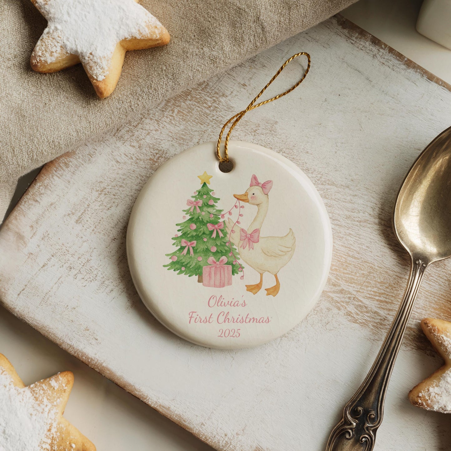 Silly Goose First Christmas Ornament, Personalized Baby's First Xmas Gift, Custom Keepsake for New Parents