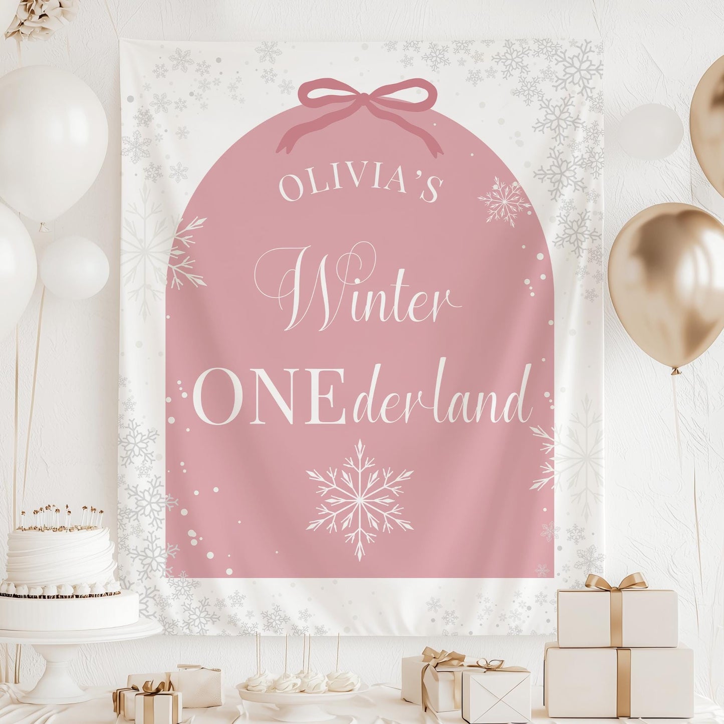 Winter Onederland Birthday Banner Winter Wonderland 1st Birthday Decor Snowflake First Birthday Welcome Sign Christmas Birthday Tapestry