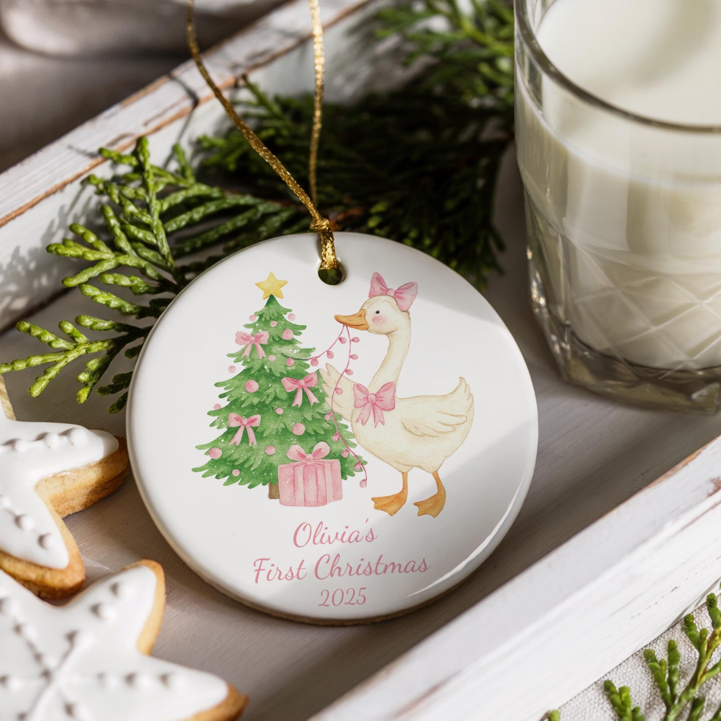 Silly Goose First Christmas Ornament, Custom Name Gift for Baby's First Xmas, Unique Keepsake for Families