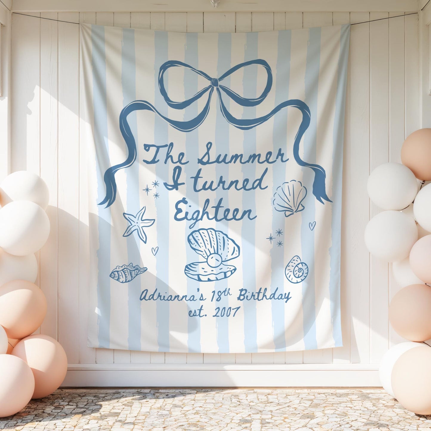 The Summer I turned 18 Birthday Banner Any Age Custom Party Sign Coastal Birthday Decor Photo Backdrop Teen Girl Party Supplies Welcome Sign