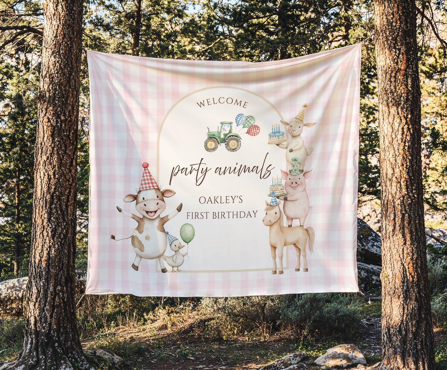 Farm Birthday Personalized Banner 1st Birthday Boy Farm Animal Party Decor Photo Backdrop Barnyard Custom Sign Calling All Party Animals
