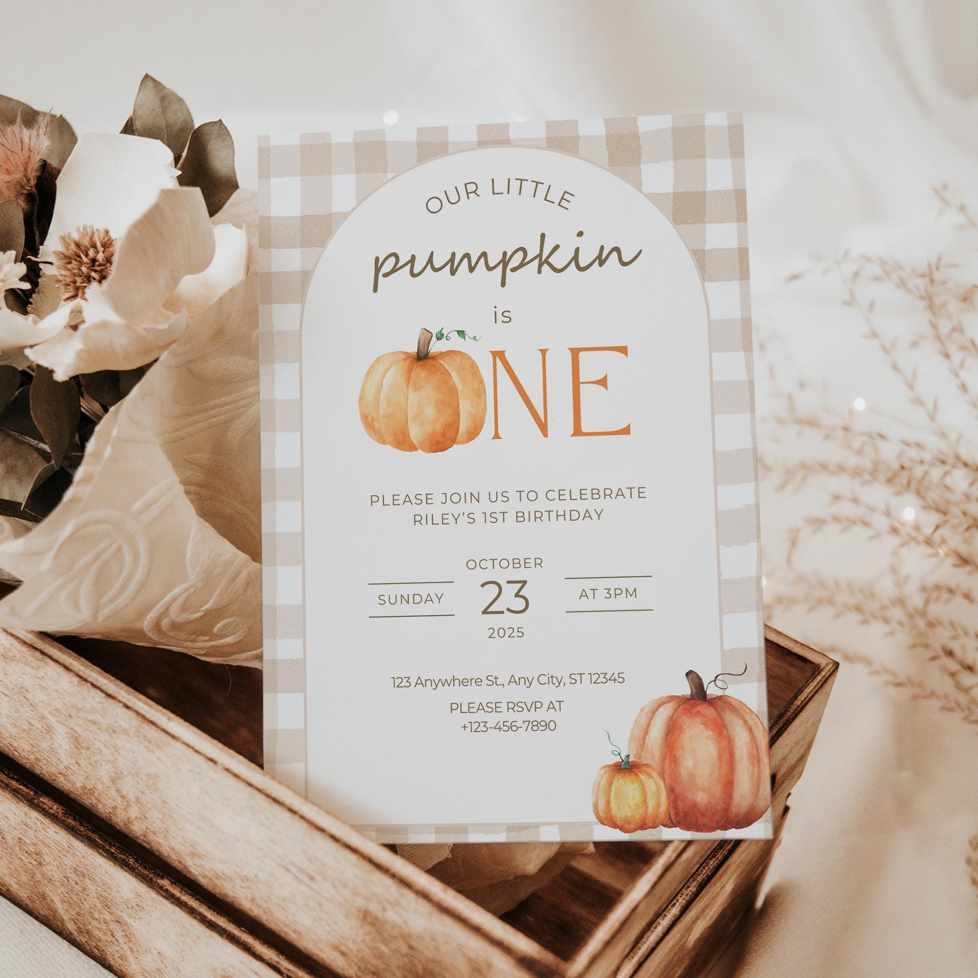 Our Little Pumpkin Is One Invitation, Cute Editable Birthday Invite, Fall Pumpkin Party Template, Instant Download